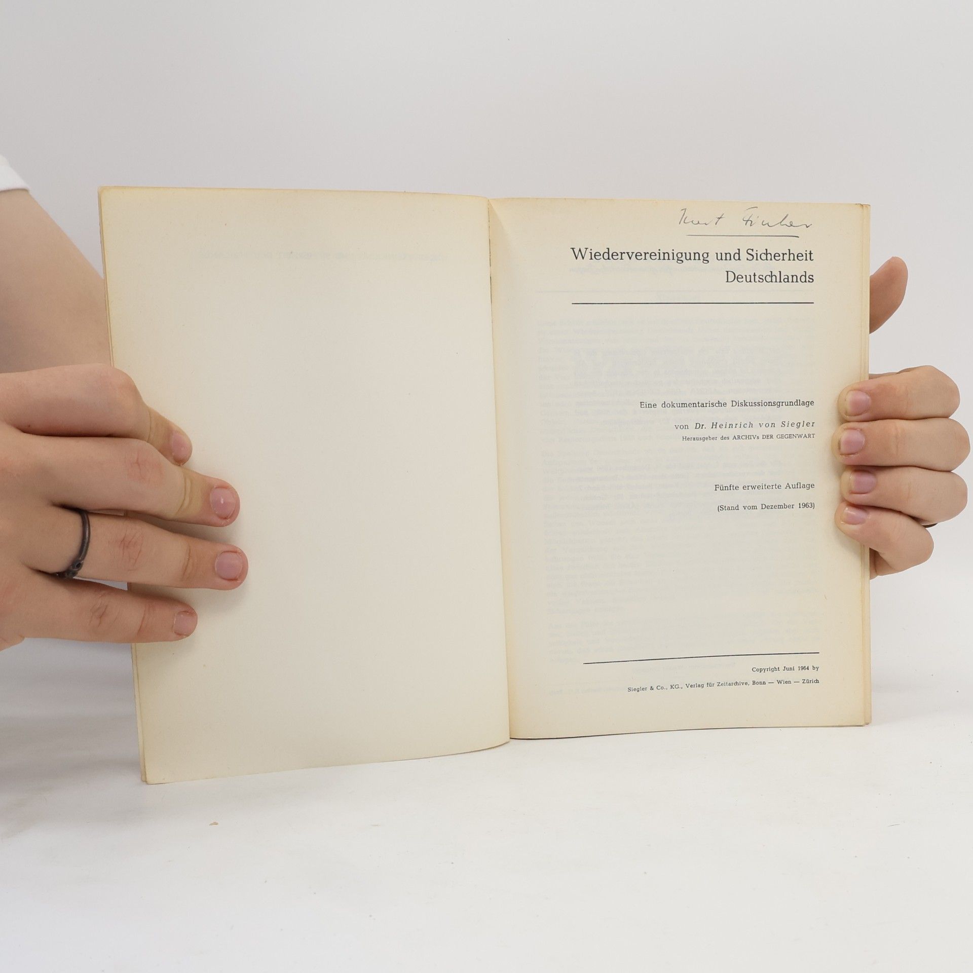 Heinrich Siegler Wiedervereinigung und Sicherheit Deutschlands