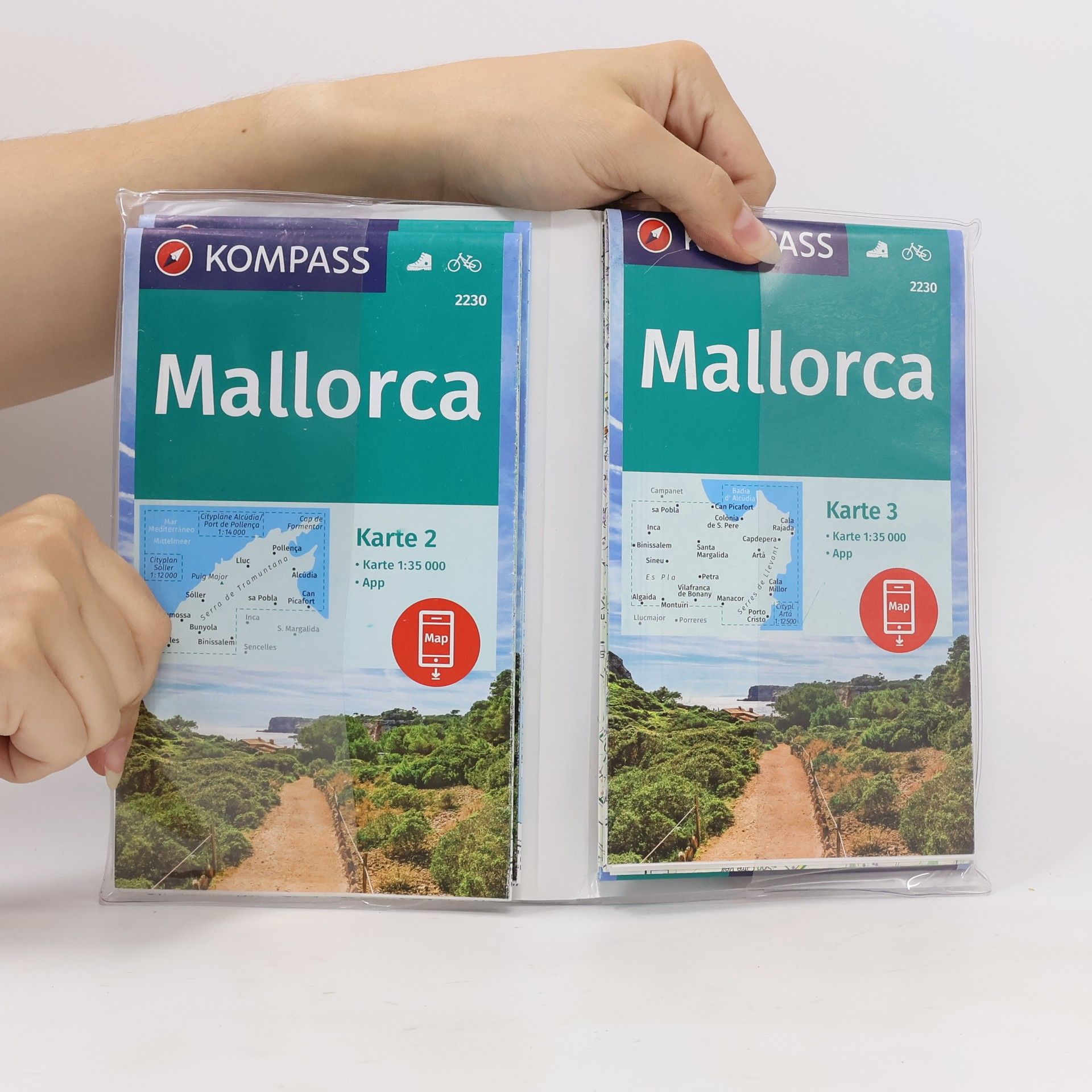Kompass Karte Mallorca, 4 Bl.