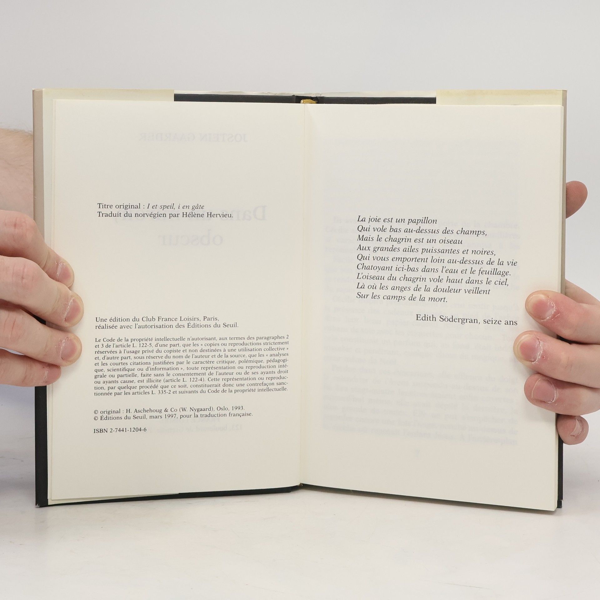 Jostein Gaarder Dans un miroir, obscur