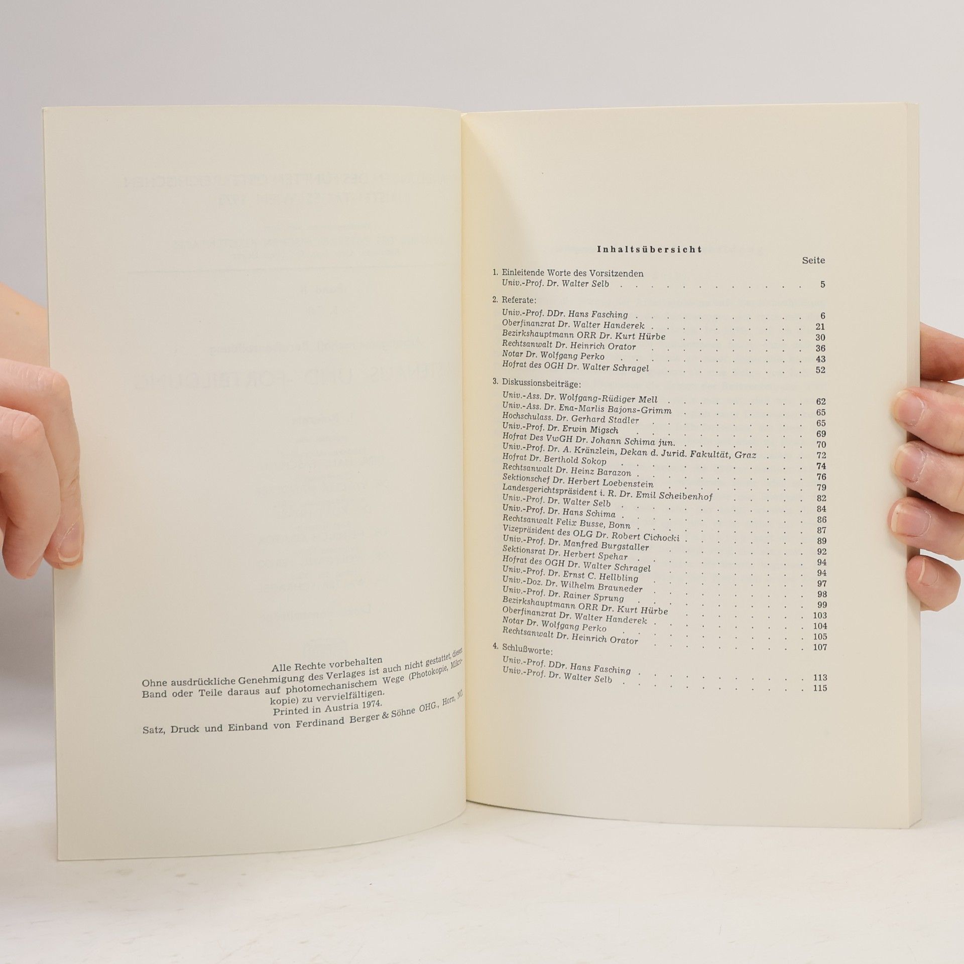 Autorenkollektiv Verhandlungen des fünften österreichischen Juristentages Wien 1973