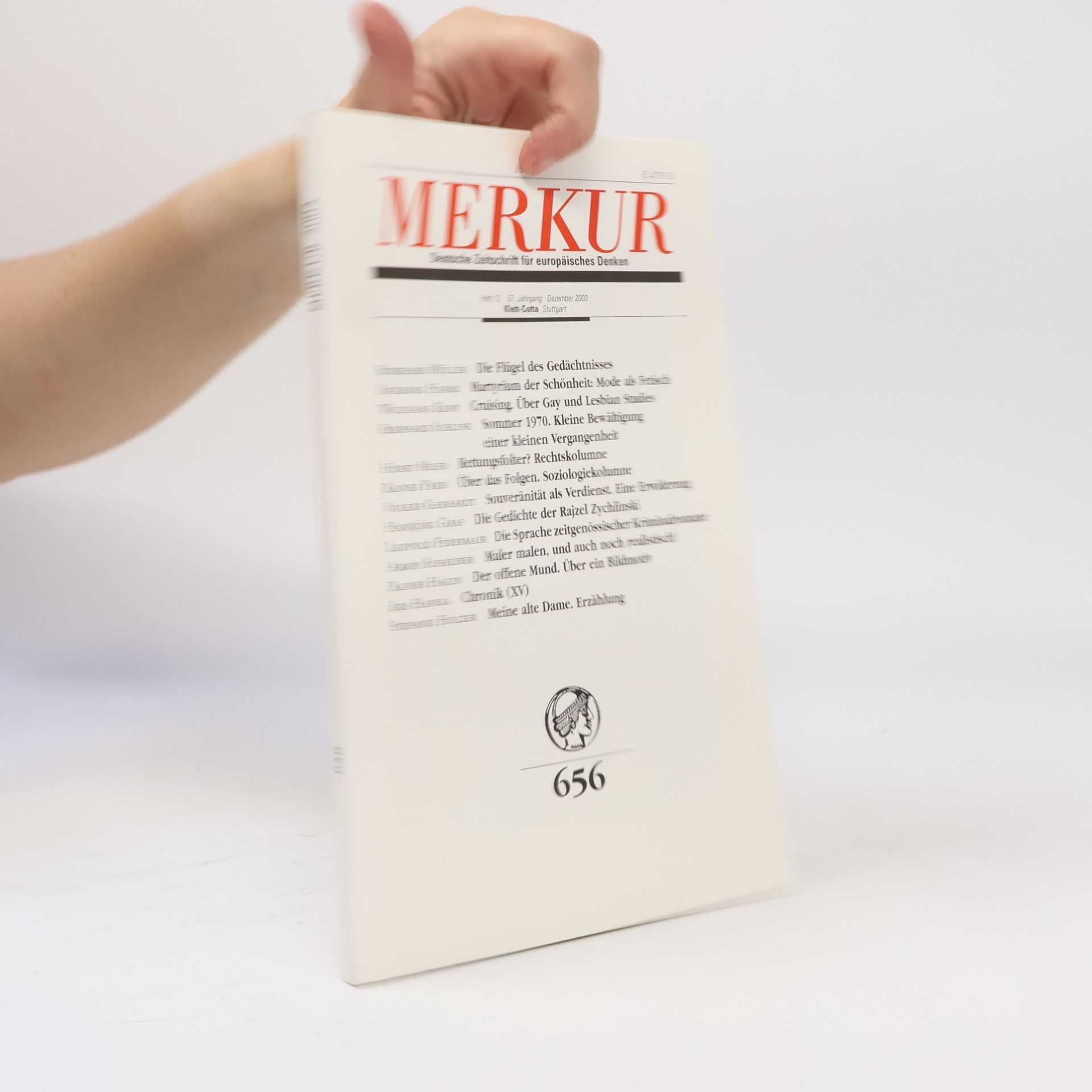Merkur. Deutsche Zeitschrift für europäisches Denken, Nr. 656, Heft 12, 57. Jahrgang, Dezember 2003