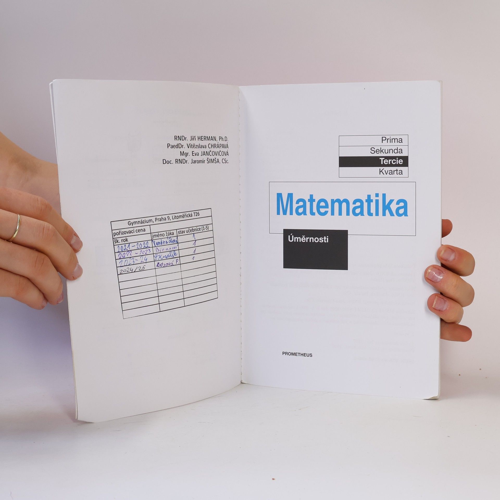Jiří Herman Matematika: tercie. Úměrnosti