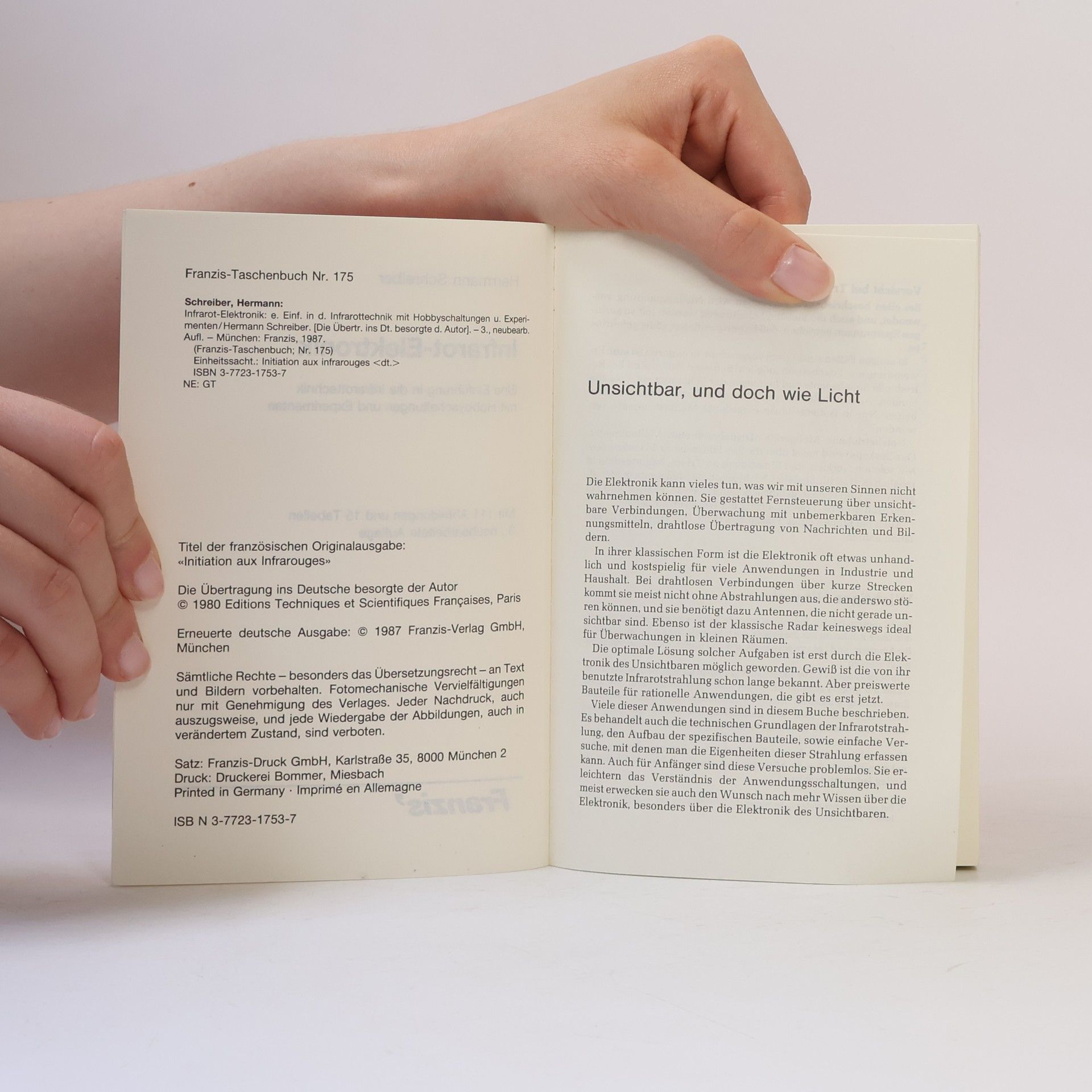 Herrmann Schreiber Franzis Taschenbücher - 175: Infrarot-Elektronik