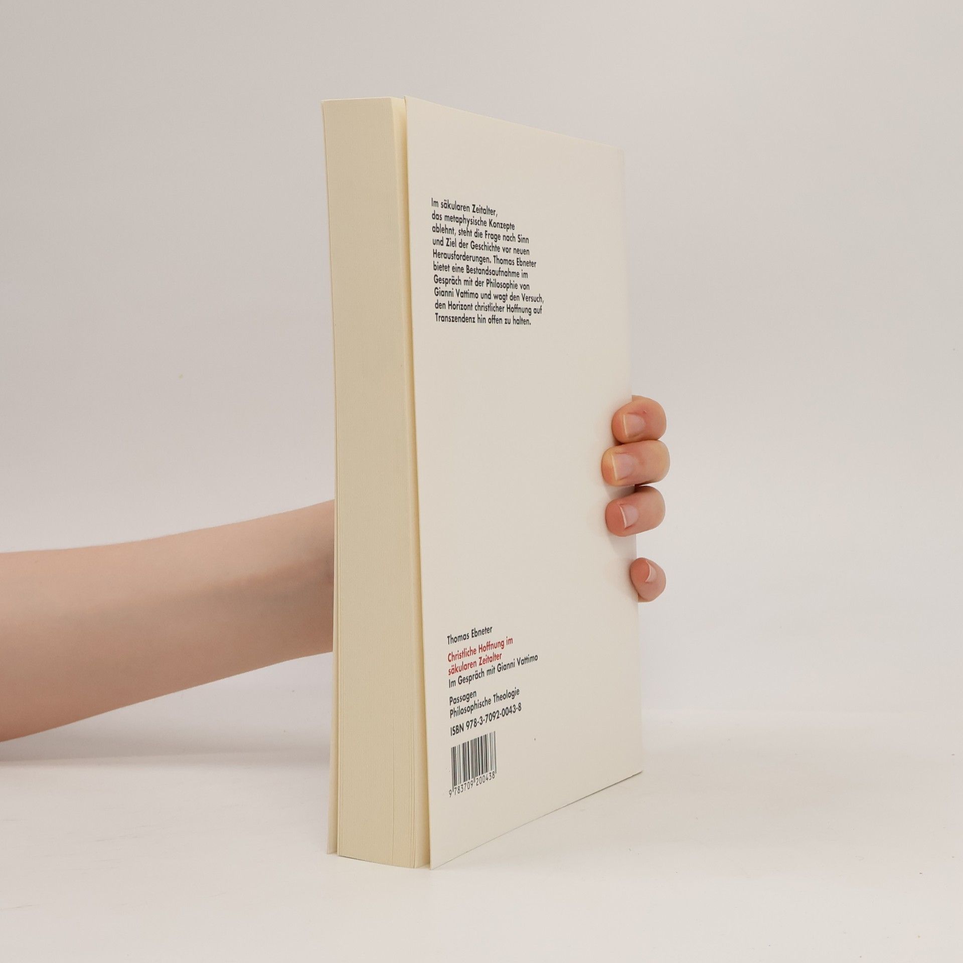 Thomas Ebneter Passagen Philosophische Theologie: Christliche Hoffnung im säkularen Zeitalter
