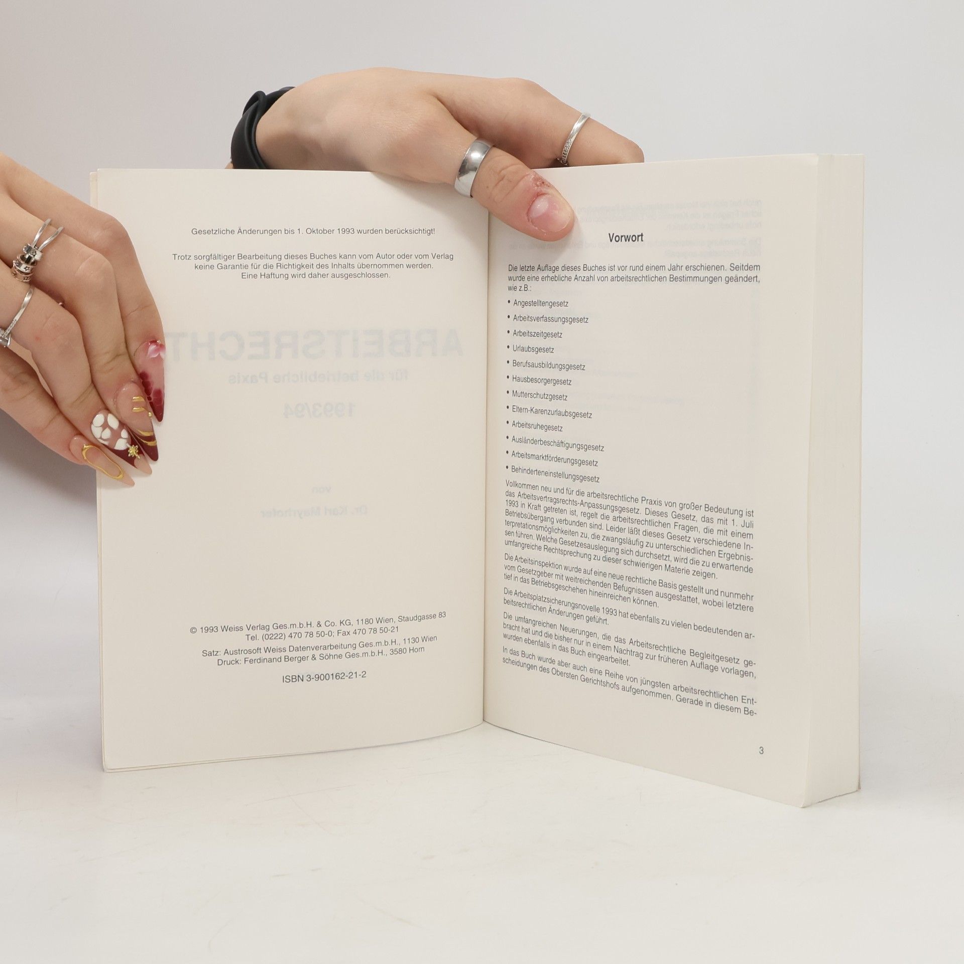 Mayrhofer Arbeitsrecht für die betriebliche Praxis 1994/95