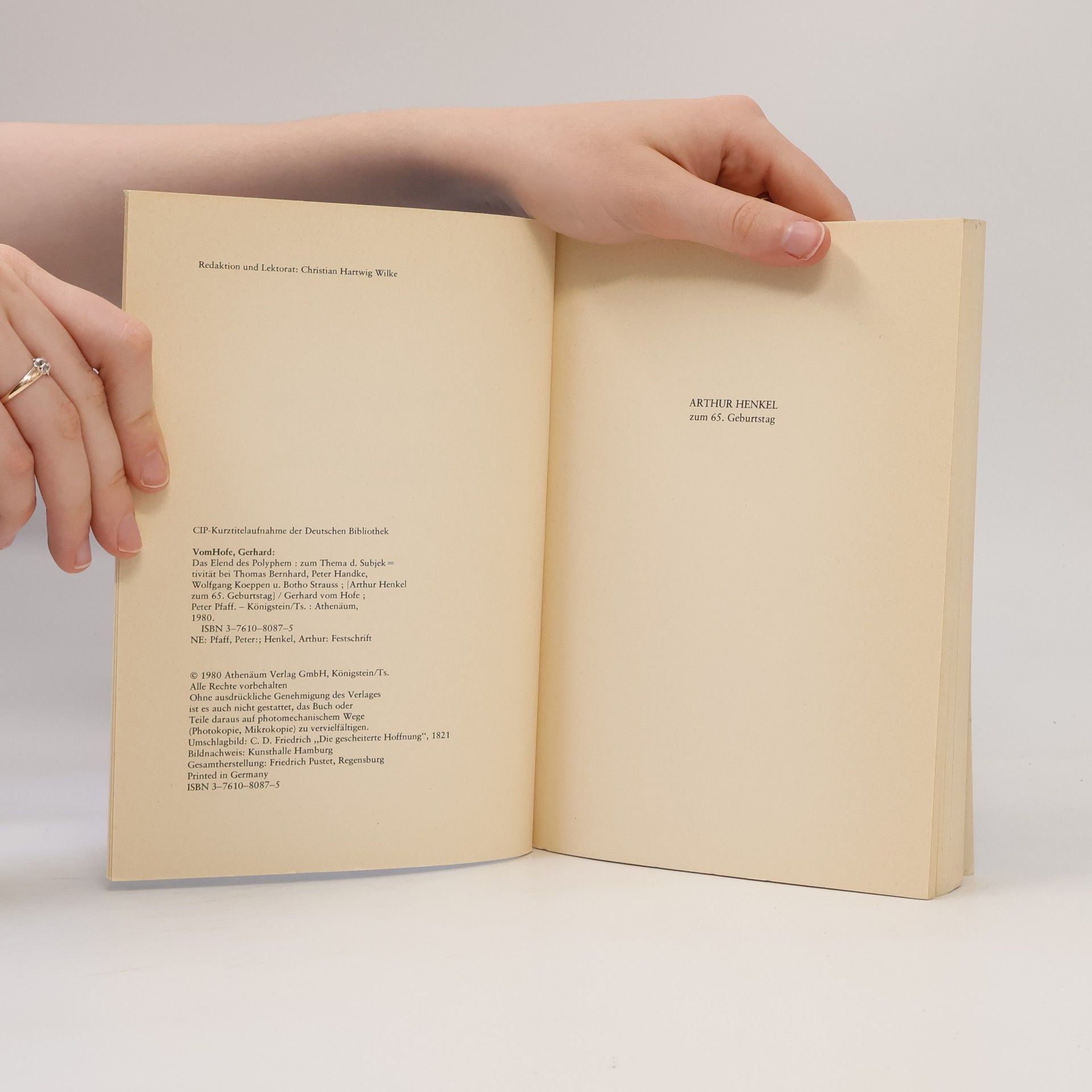 Gerhard Vom Hofe Das Elend des Polyphem
