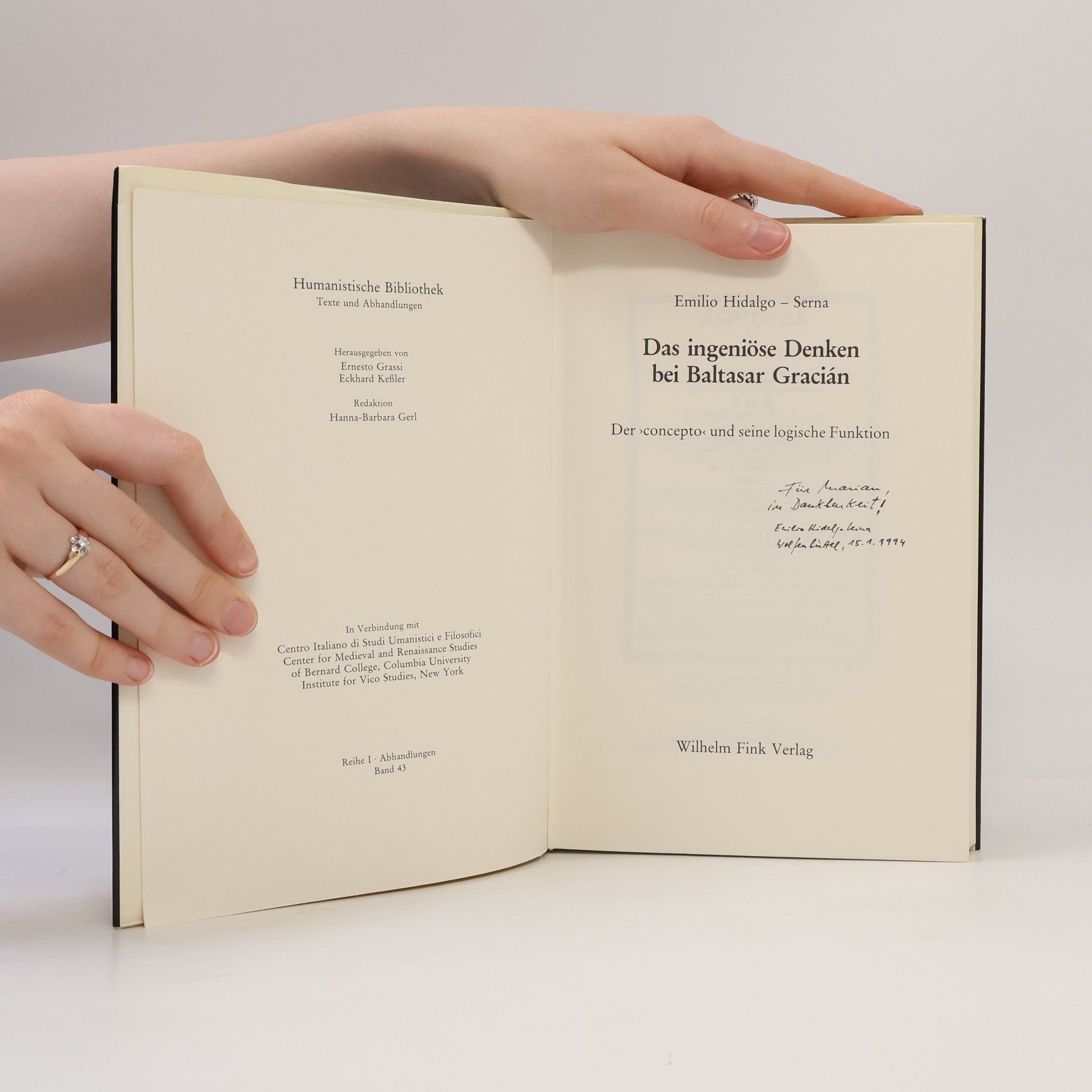 Emilio Hidalgo-Serna Humanistische Bibliothek: Das ingeniöse Denken bei Baltasar Gracián