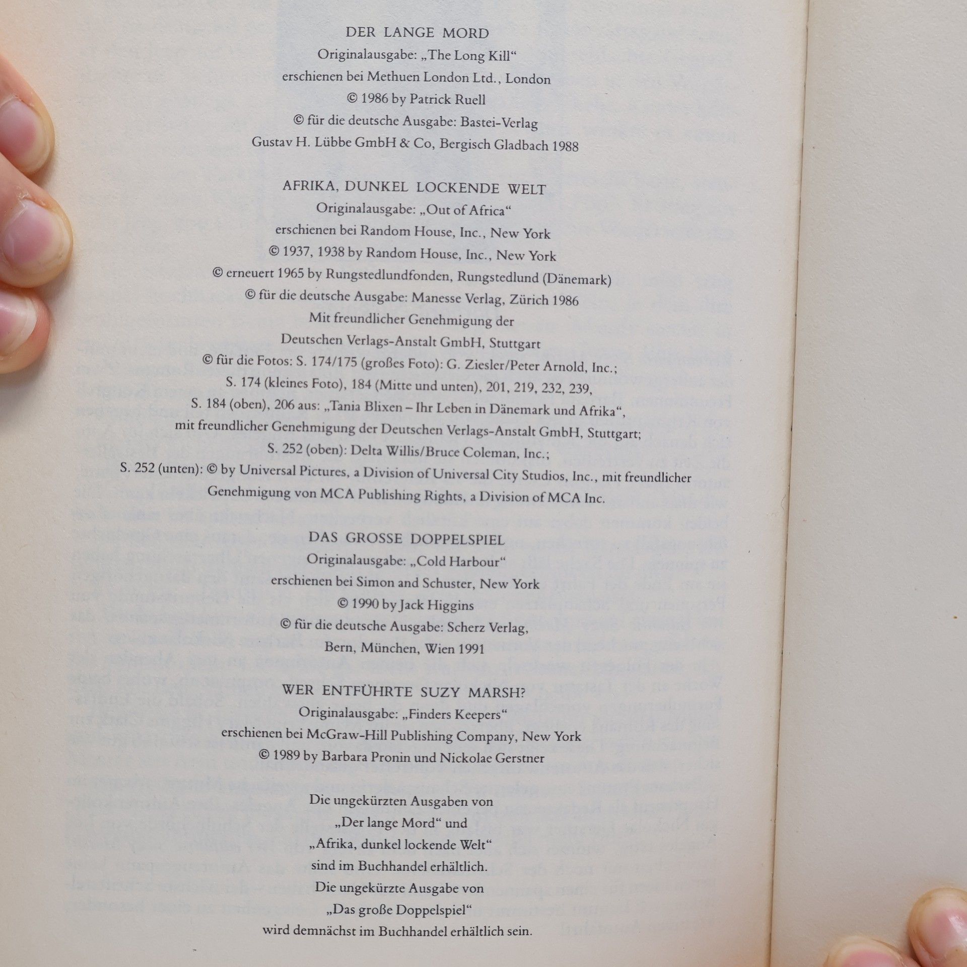 Autorenkollektiv Reader's Digest Auswahlbücher. Der lange Mord. Afrika, dunkel Lockende Welt. Das Grosse Doppelspiel. Wer entführte Suzy Marsch?