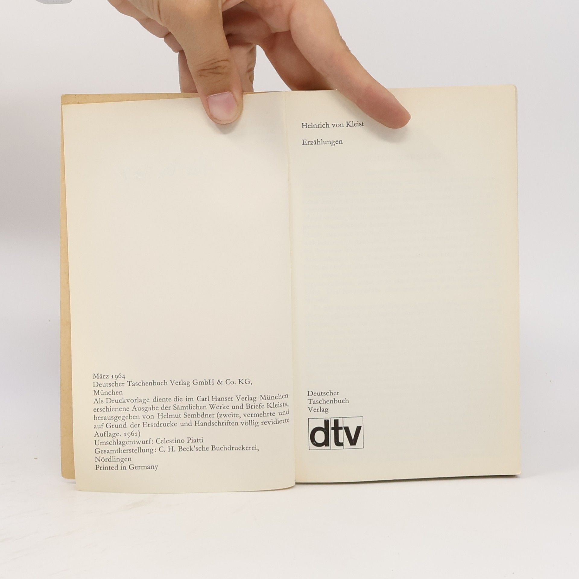 Heinrich von Kleist Erzählungen dtv Gesamt ausgabe 4