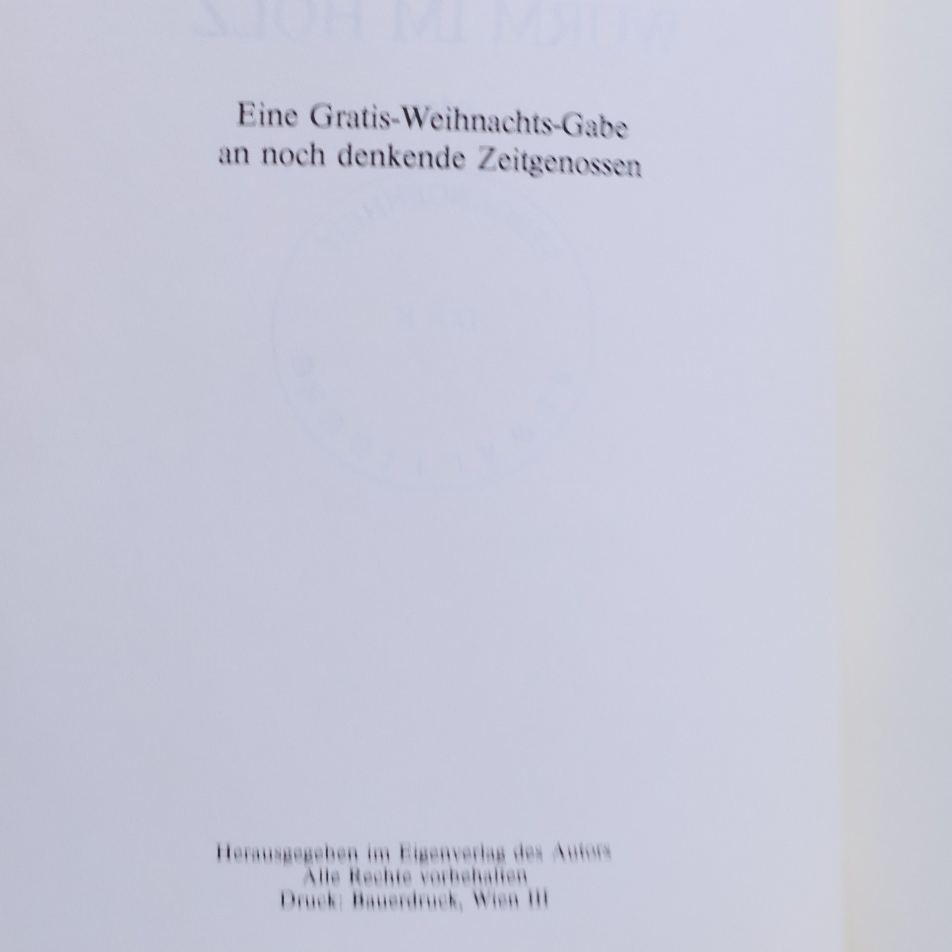 Otto Vicenzi Wurm im Holz oder Vergangenheit der Bewältigung
