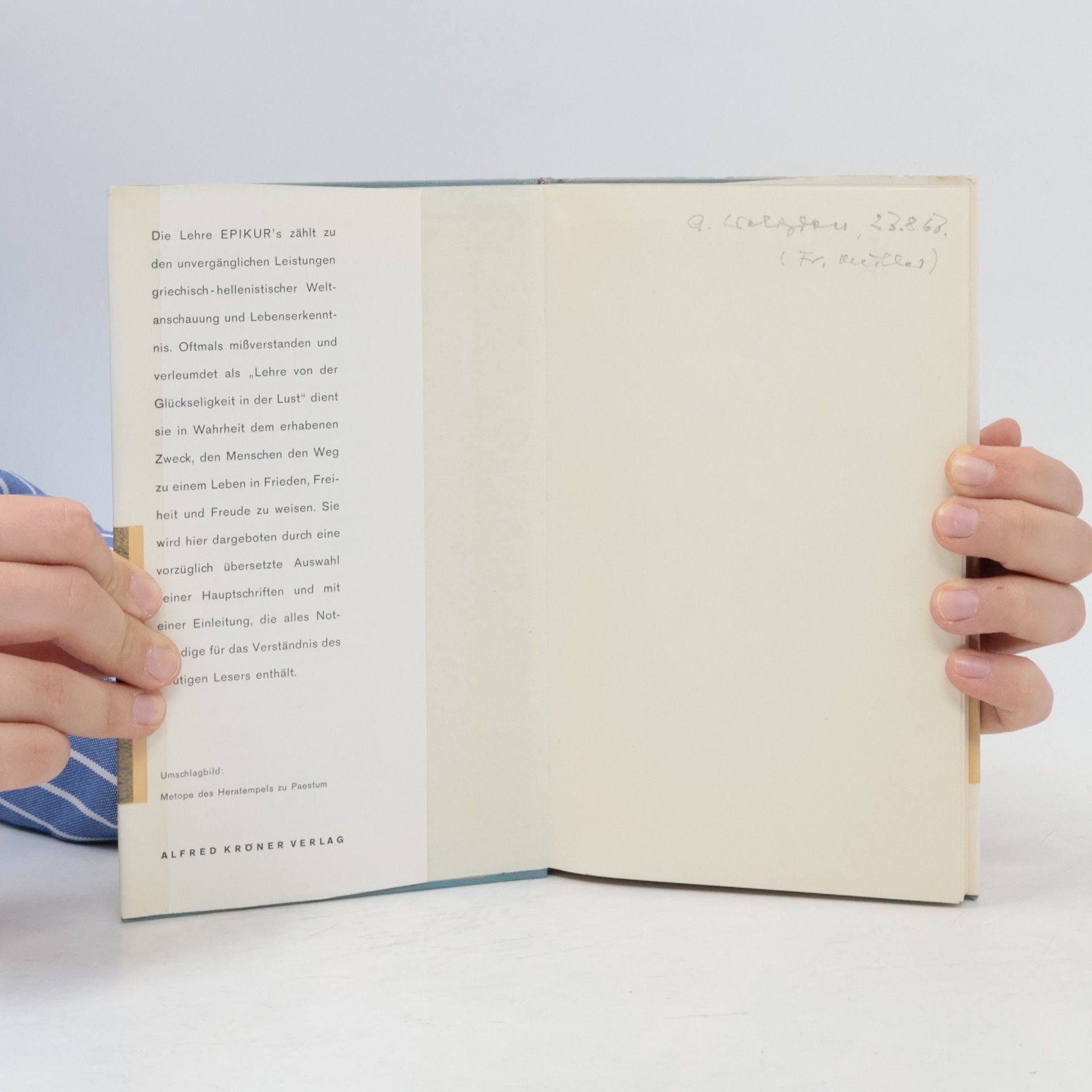 Johannes Mewaldt Epikur, Philosophie der Freude
