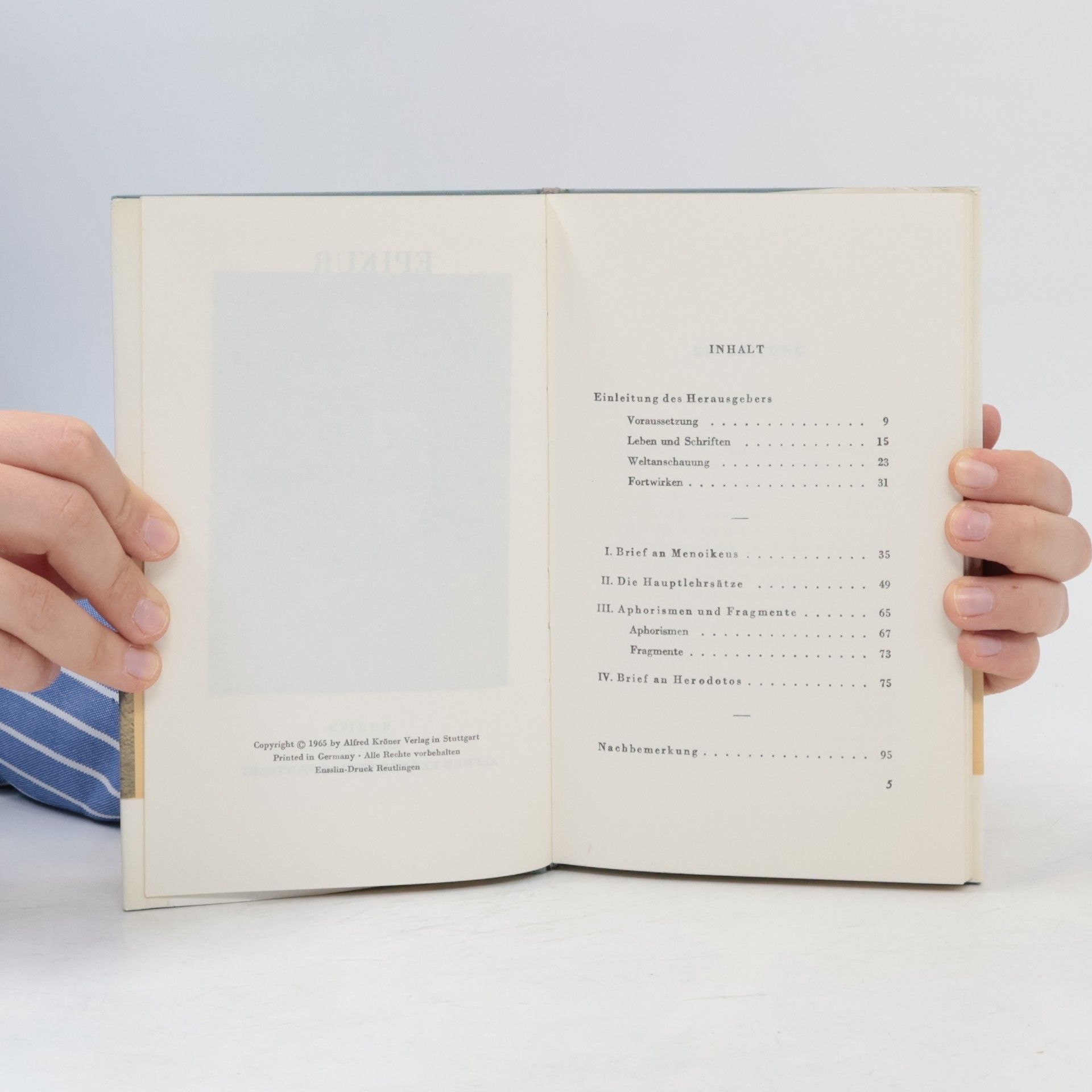Johannes Mewaldt Epikur, Philosophie der Freude