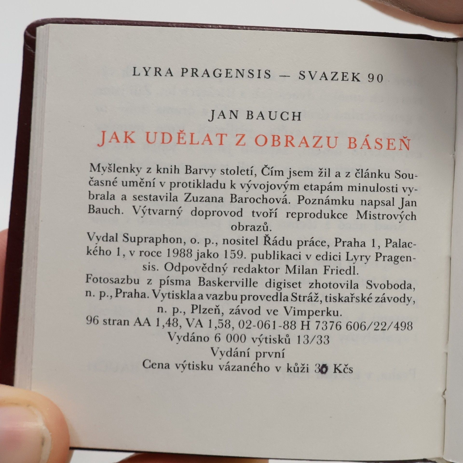 Jan Bauch Jak udělat z obrazu báseň