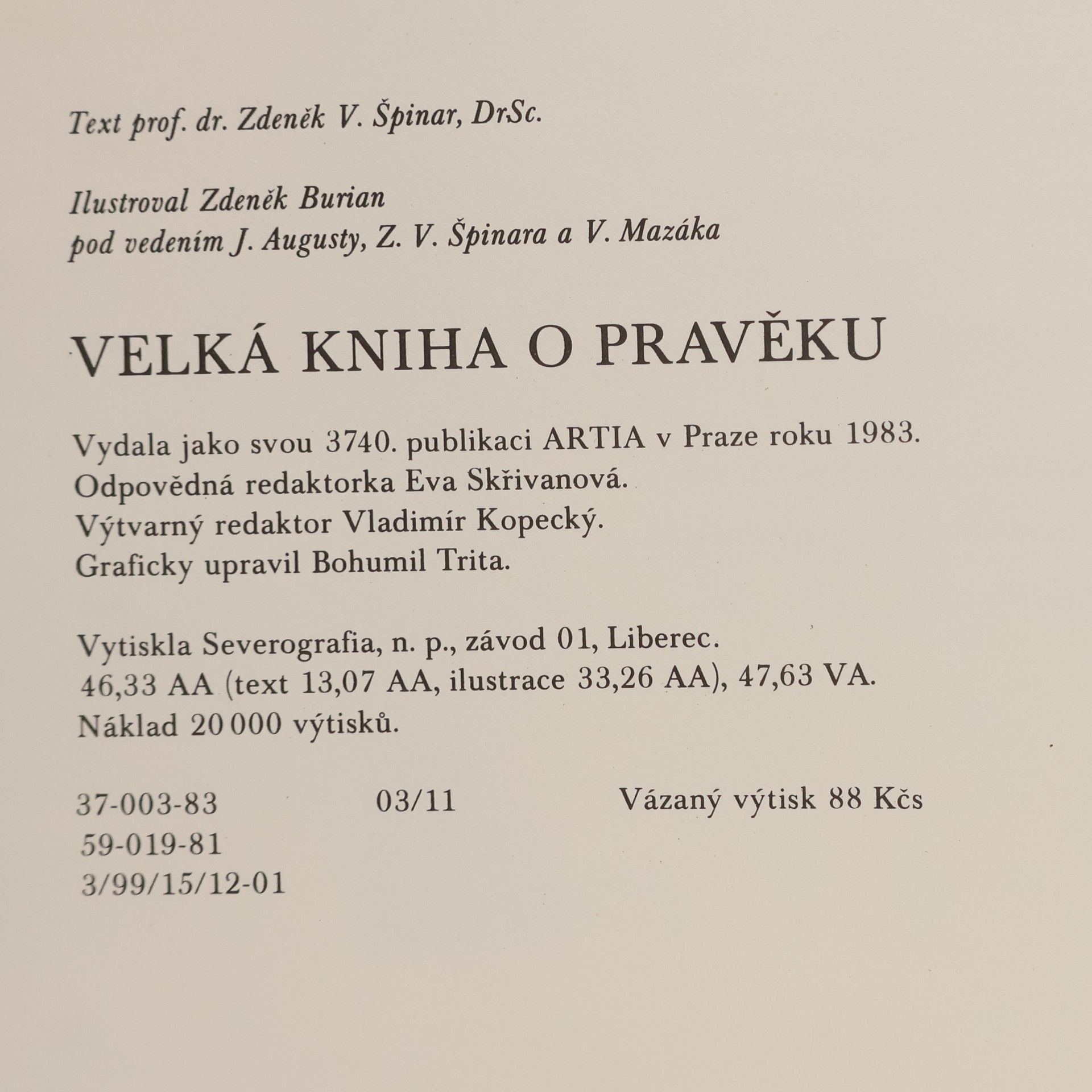 Špinar Zdeněk Velká kniha o pravěku