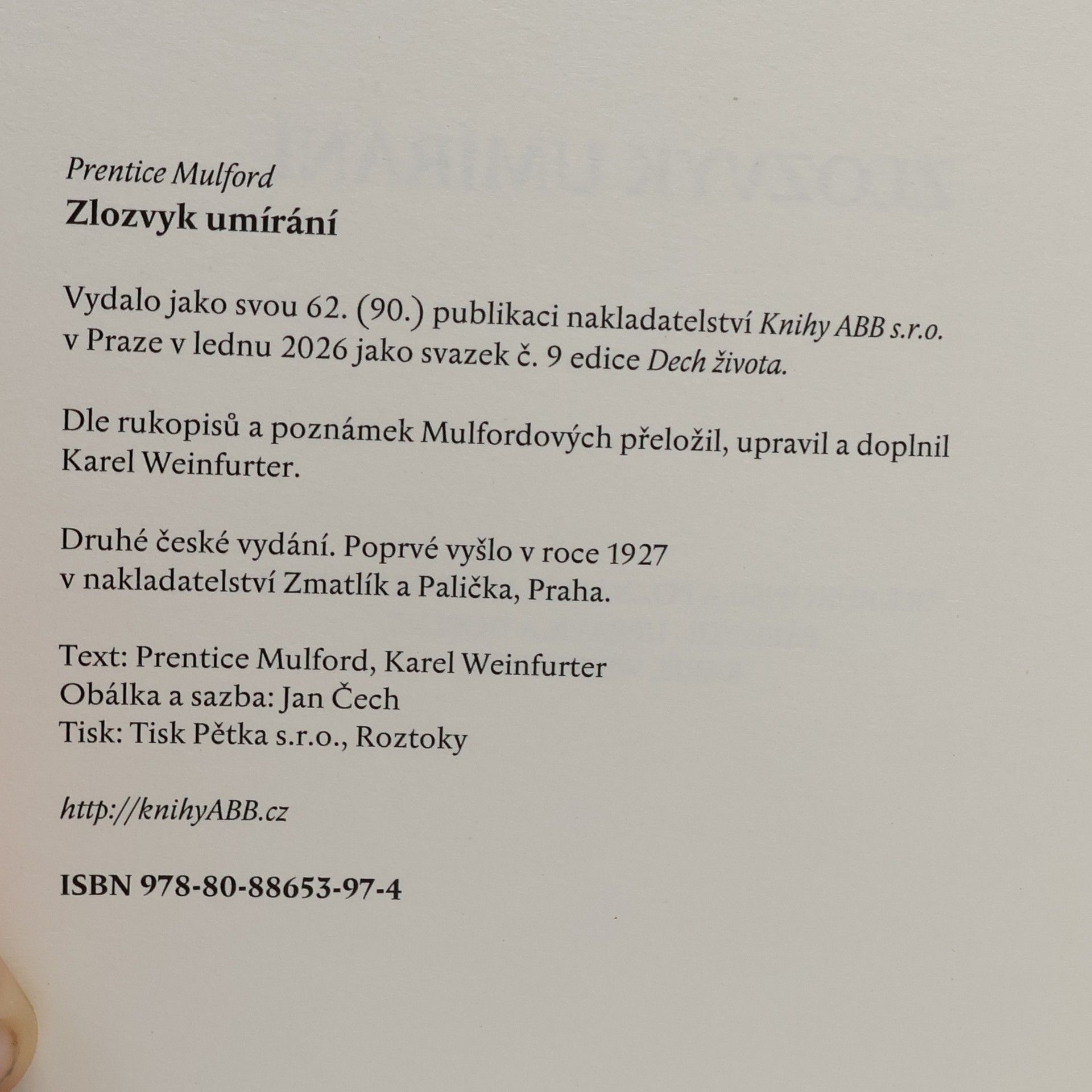 Prentice Mulford Zlozvyk umírání