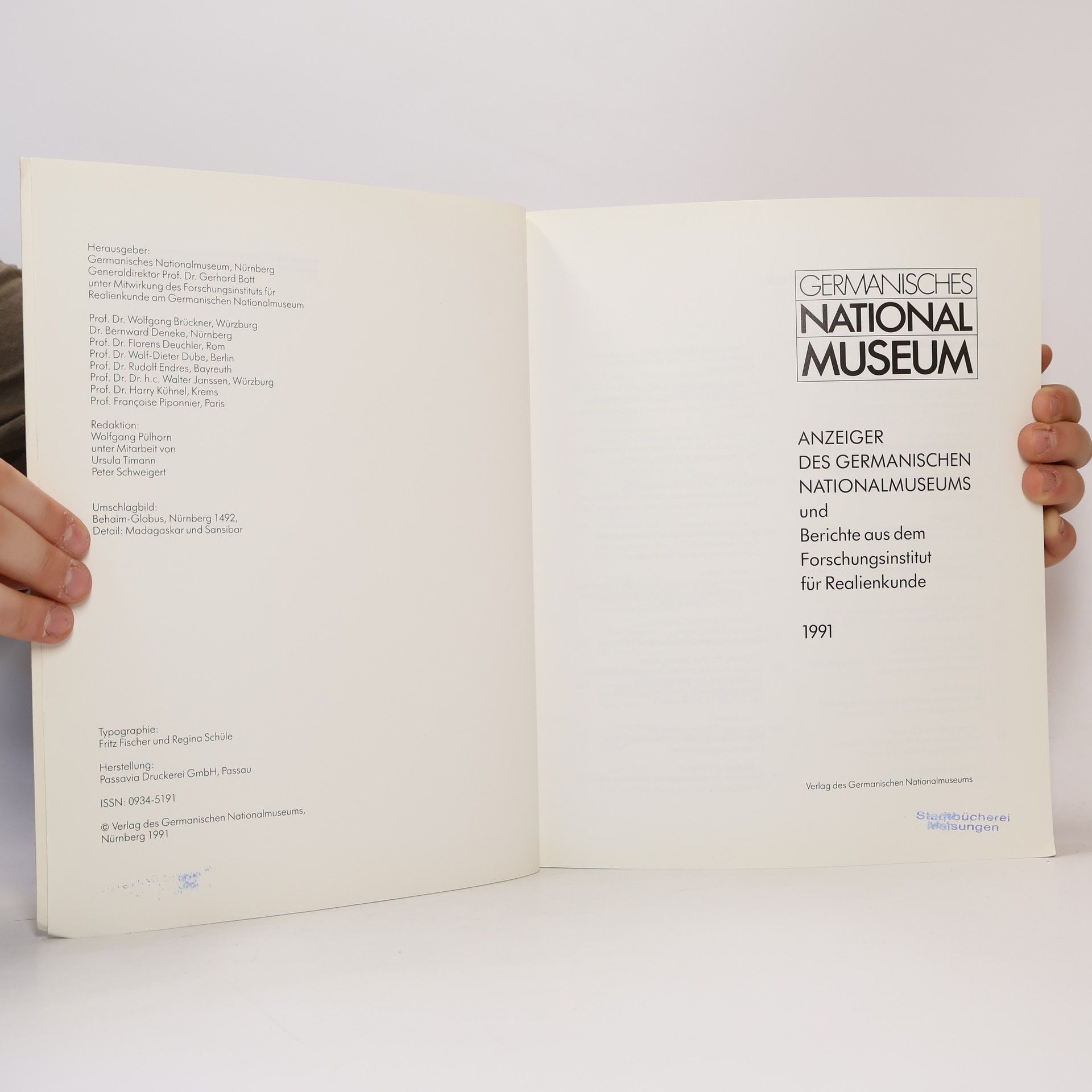 Various authors Anzeiger des Germanischen Nationalmuseums 1991