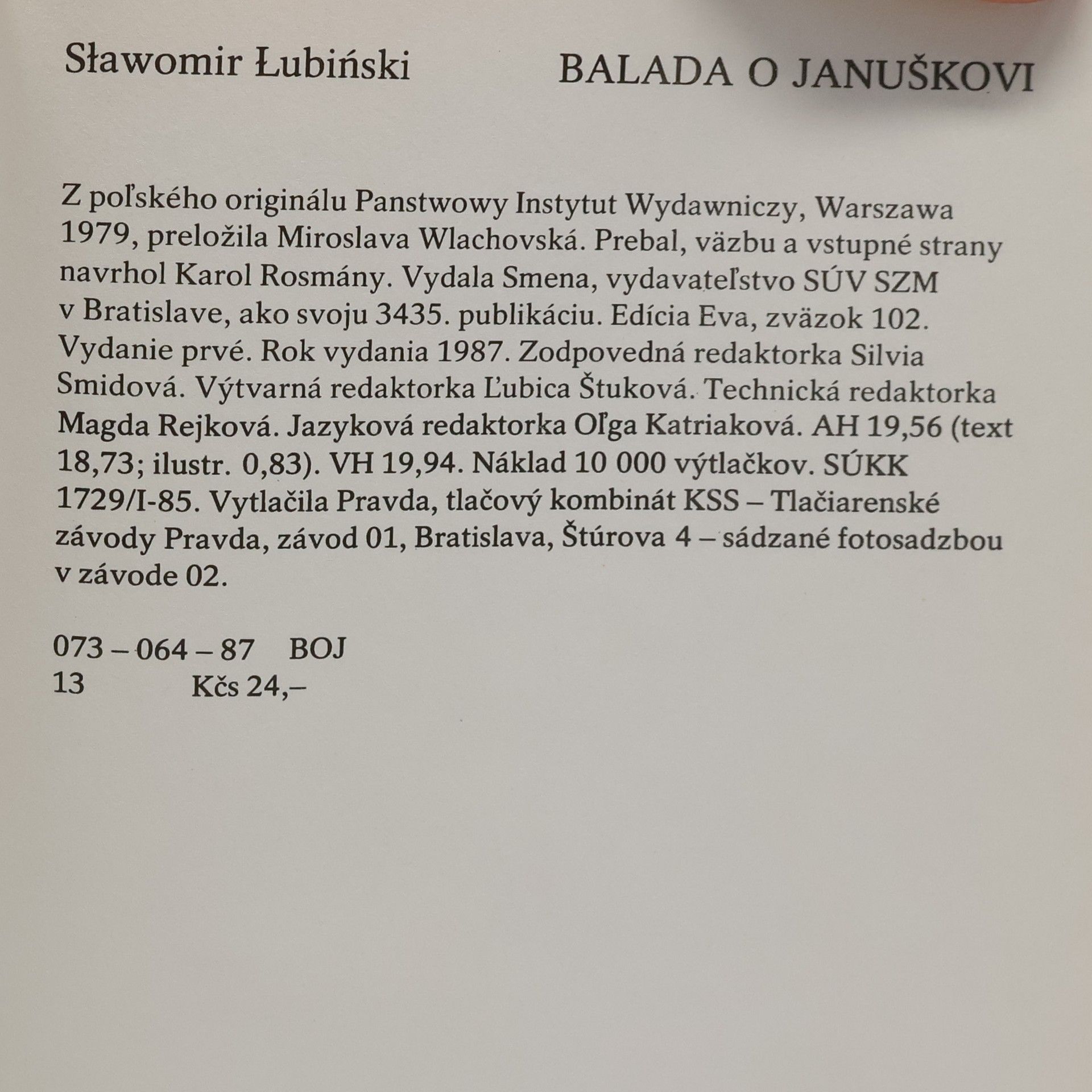 Sławomir Lubinski Balada o Januškovi