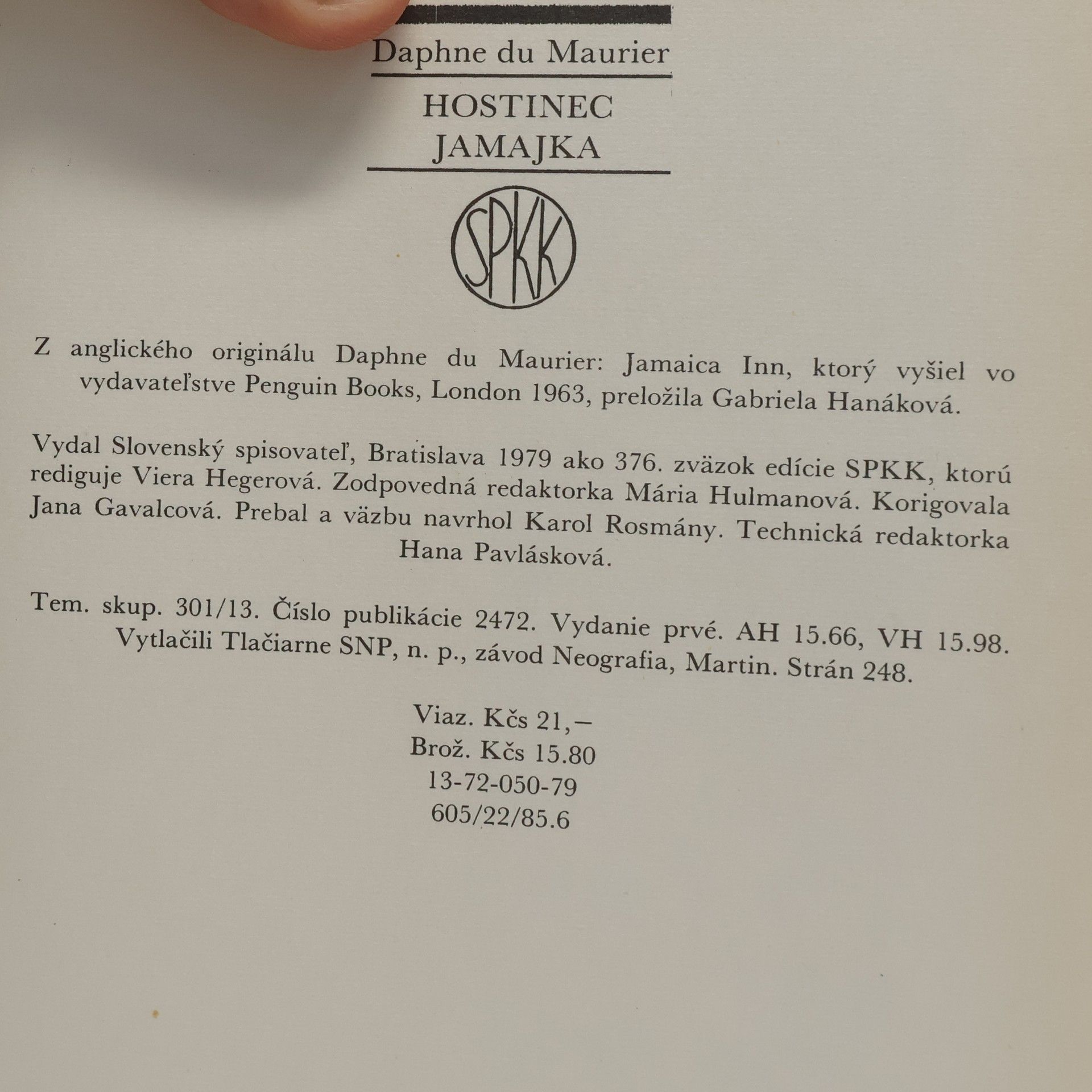 Daphne Du Maurier Hostinec Jamajka