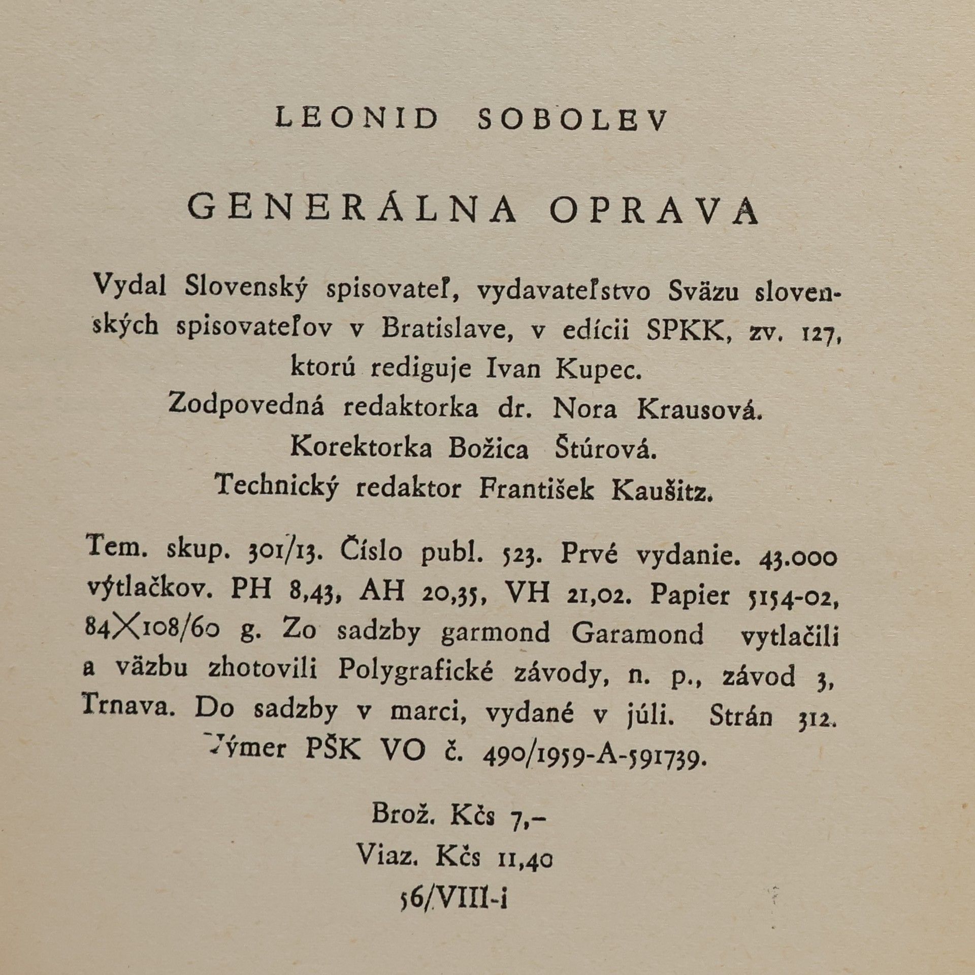 Leonid Sobolev Generálna oprava
