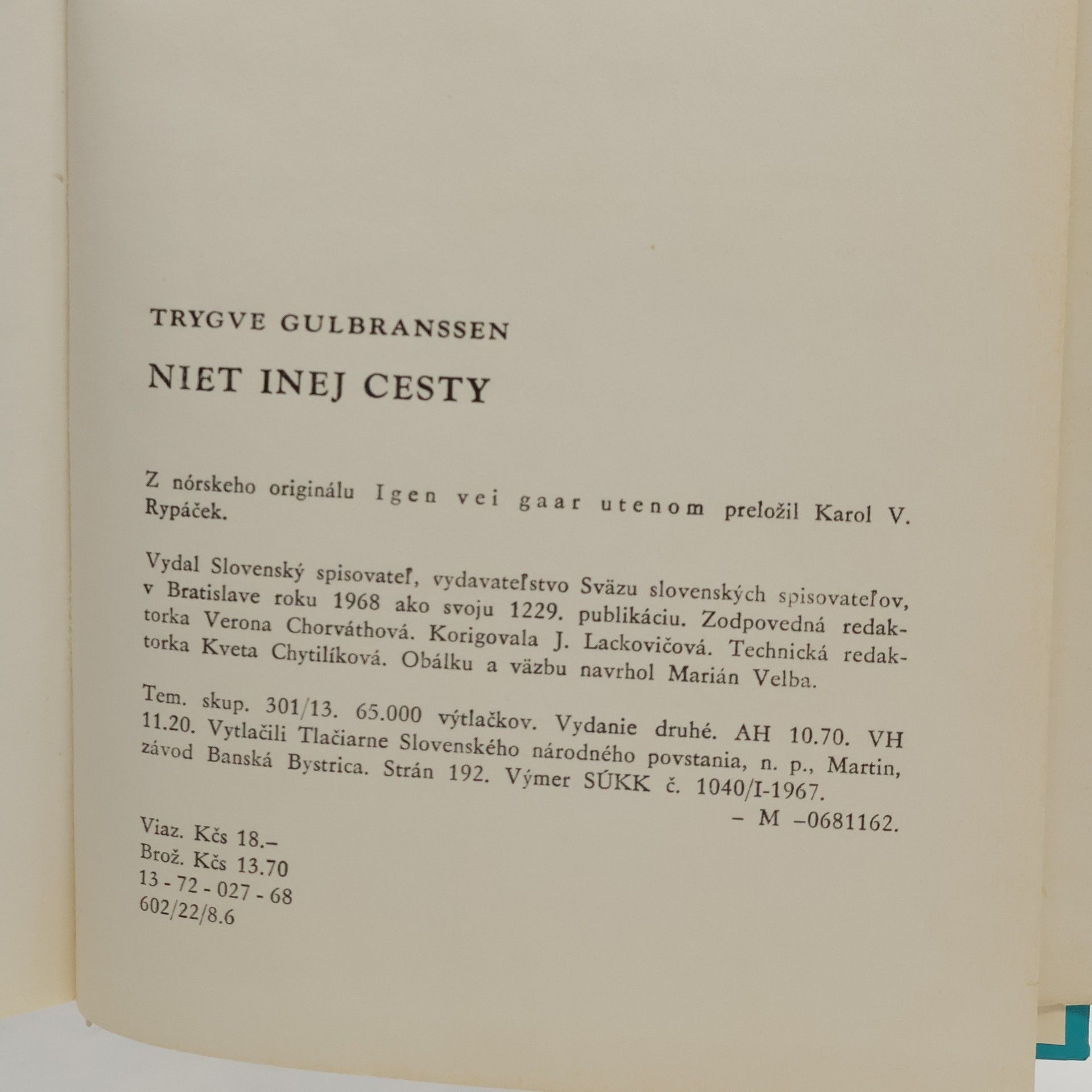 Trygve Gulbranssen Niet inej cesty