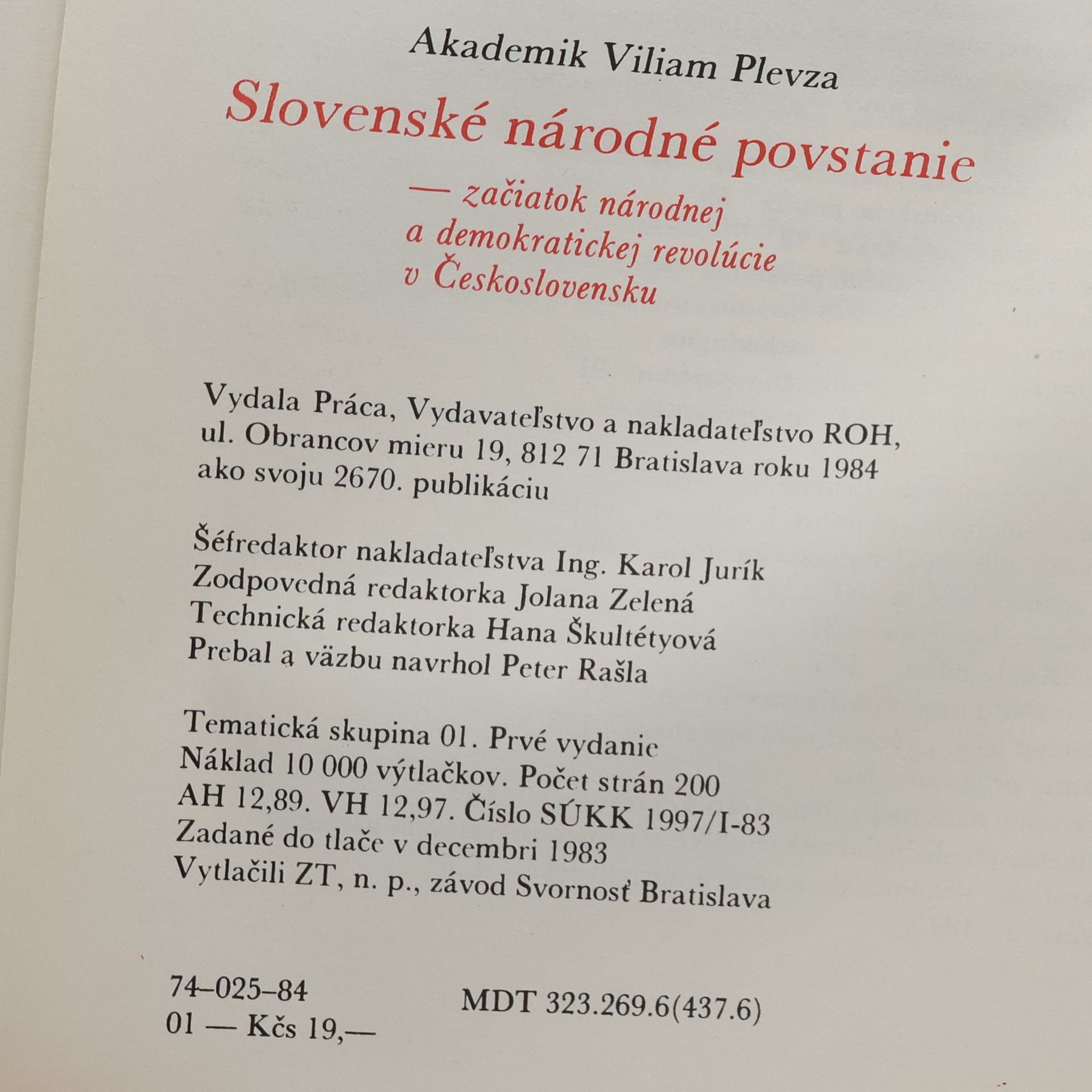 Viliam Plevza Slovenské národné povstanie