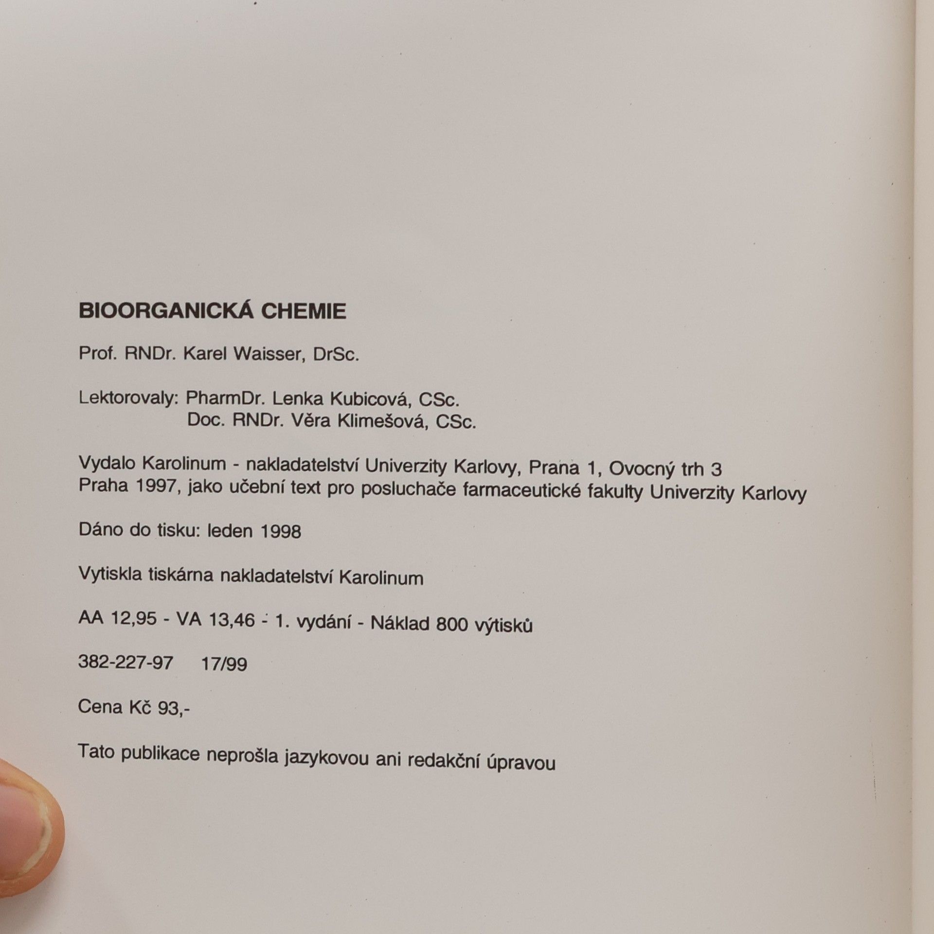 Karel Waisser Bioorganická Chemie