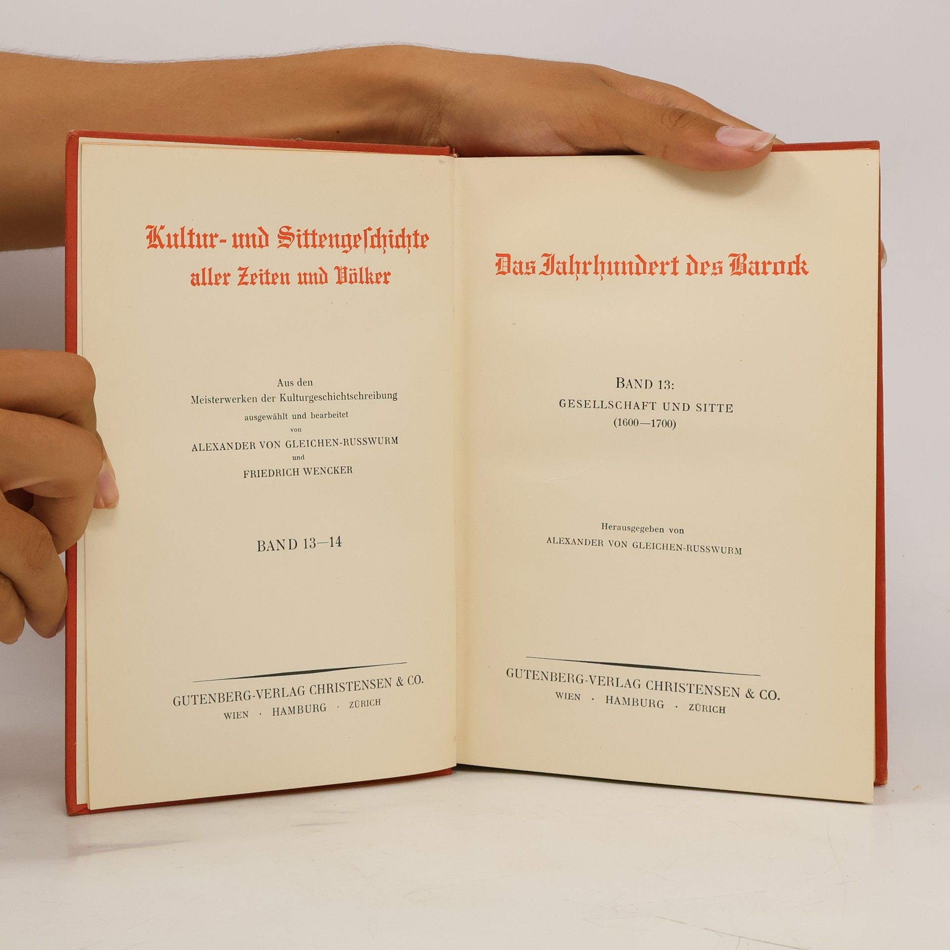 Alexander von Gleichen Rußwurm Die Kultur und Sitten Geschichte. Band 13-14