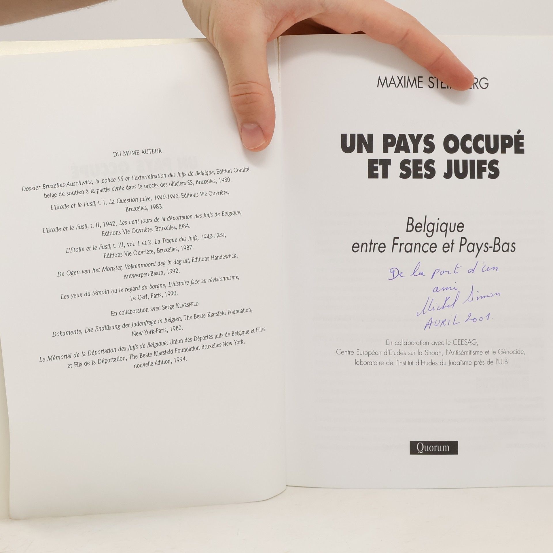 Maxime Steinberg Un pays occupé et ses juifs