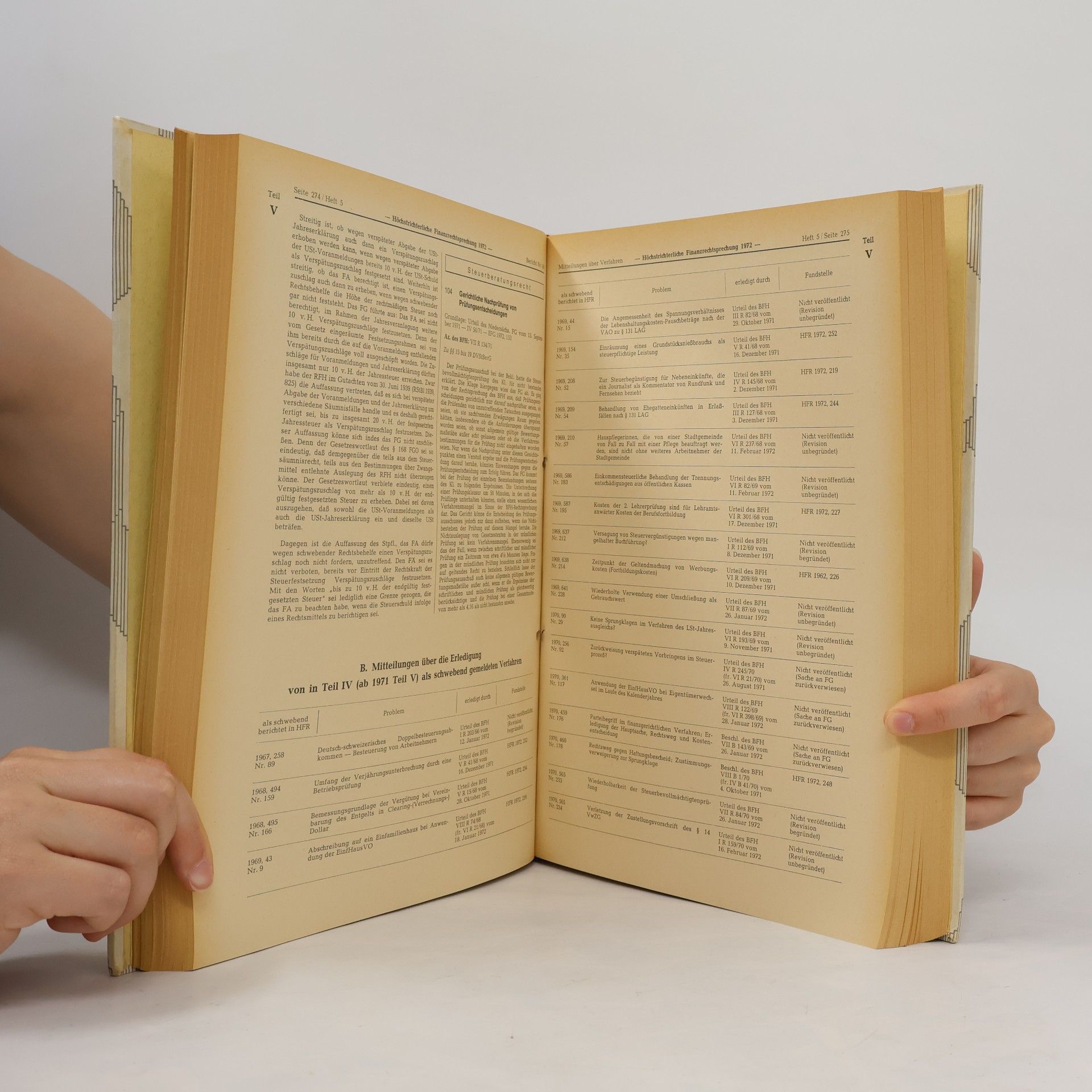 Autorenkollektiv Höchstrichterliche Finanzrechtsprechung 1972