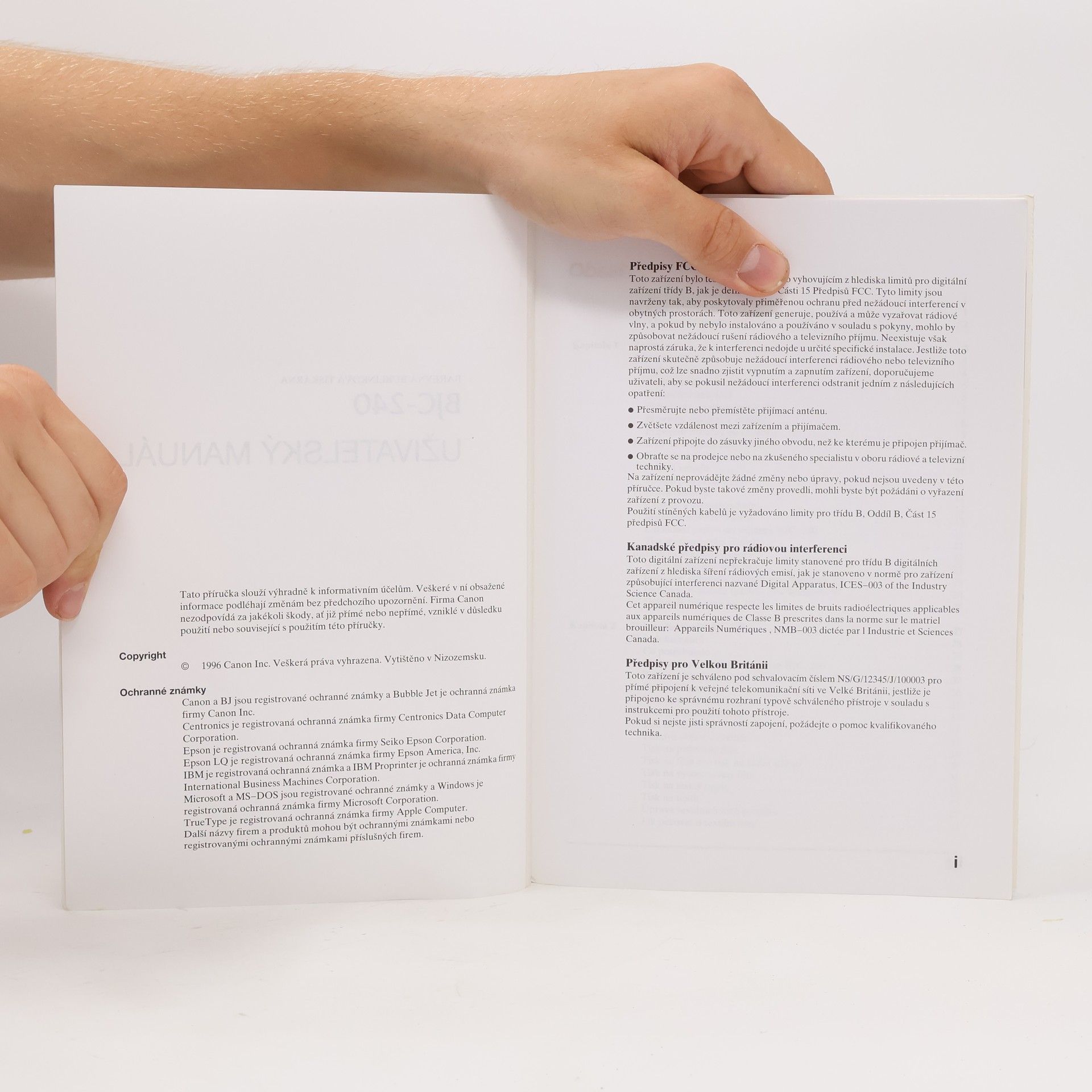 Autorenkollektiv Canon BJC-240 Uživatelský manuál
