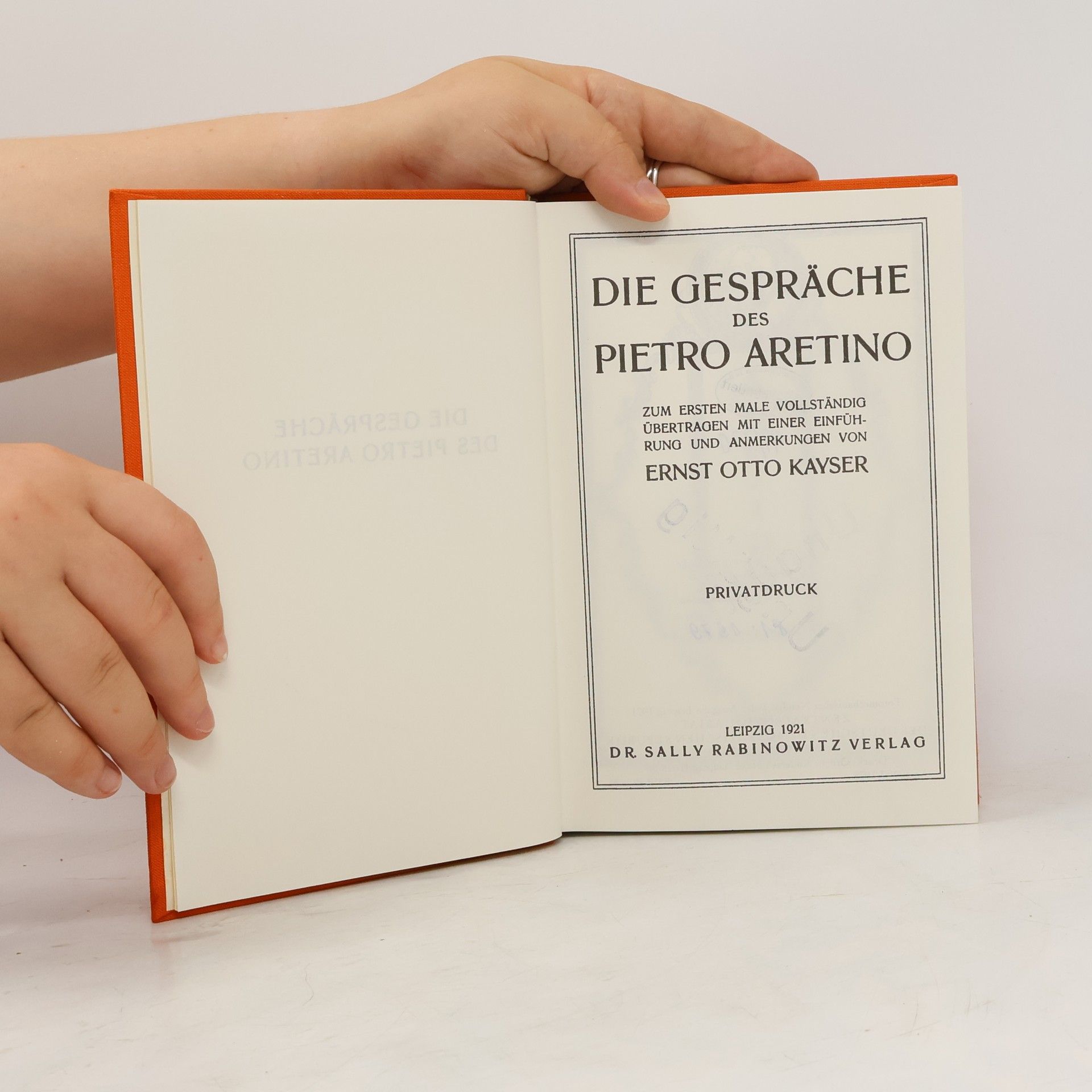 Ernst Otto Kayser Die Gesprache des Pietro Aretino