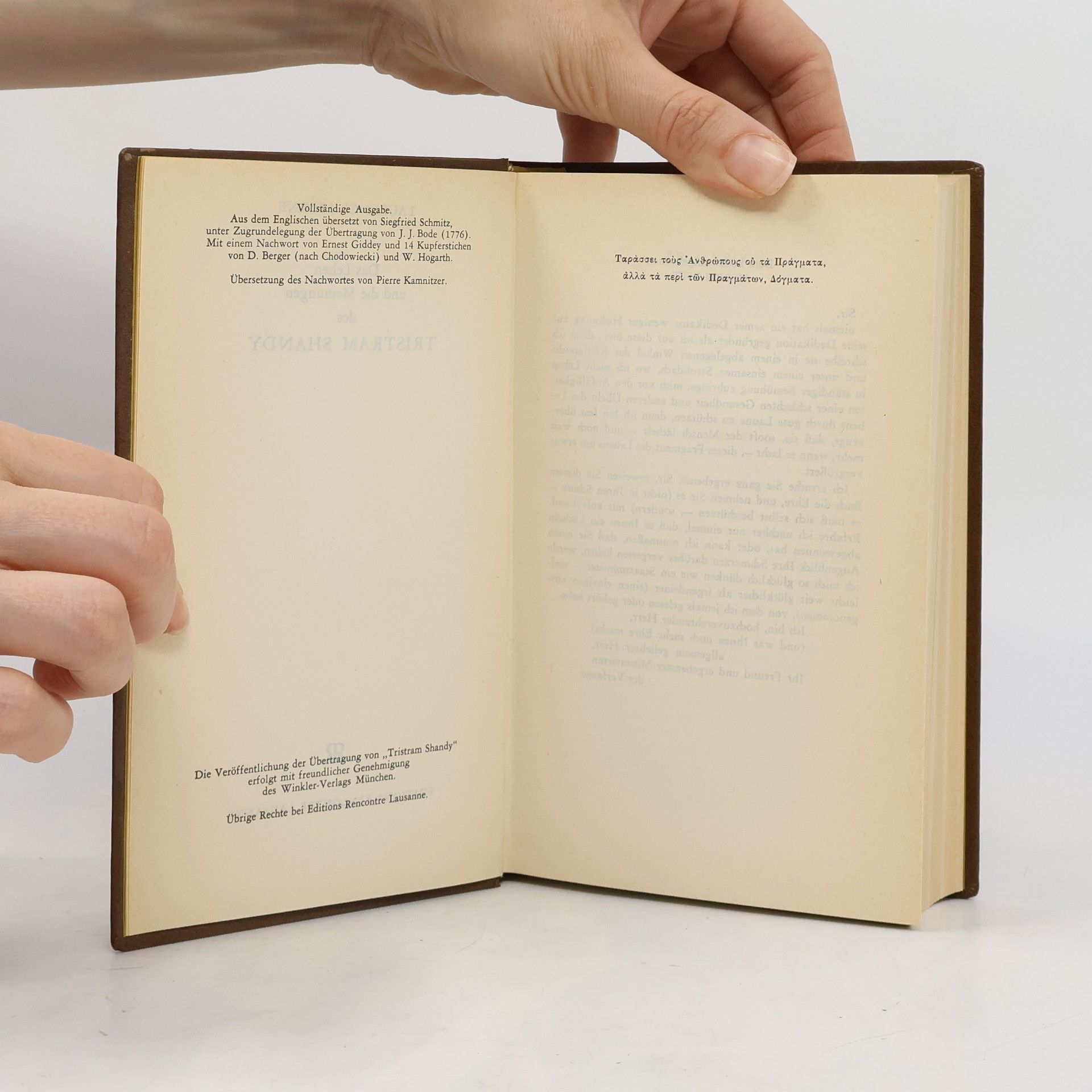 Laurence Sterne Das Leben und die Meinungen des Tristram Shandy
