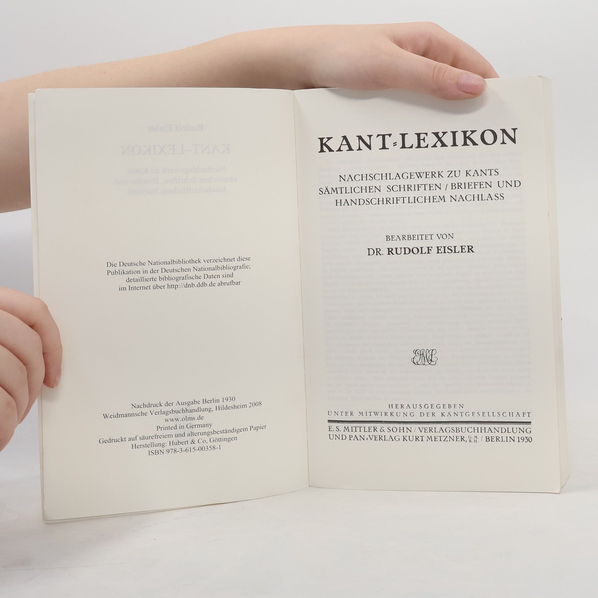 Rudolf Eisler Kant-Lexikon
