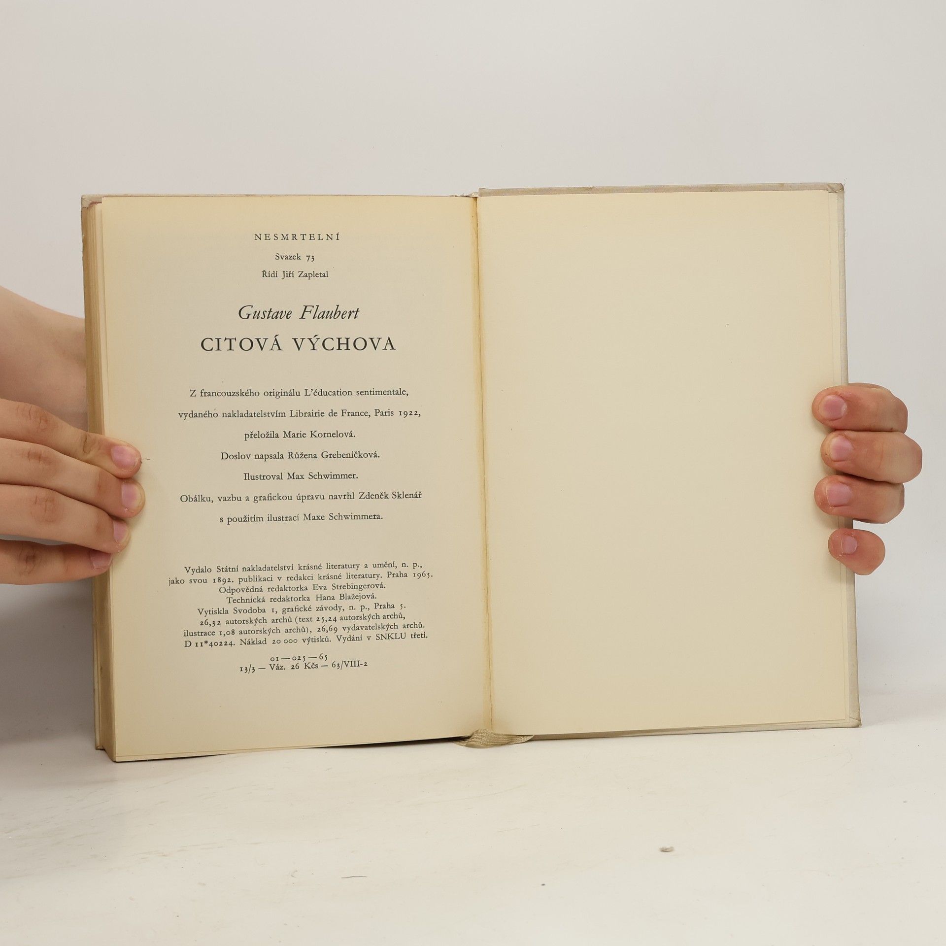 Gustave Flaubert Citová výchova (A4, Ocpl,360 s., il. M. Schwimmer, typo Zd. Sklenář, bez přebalu)