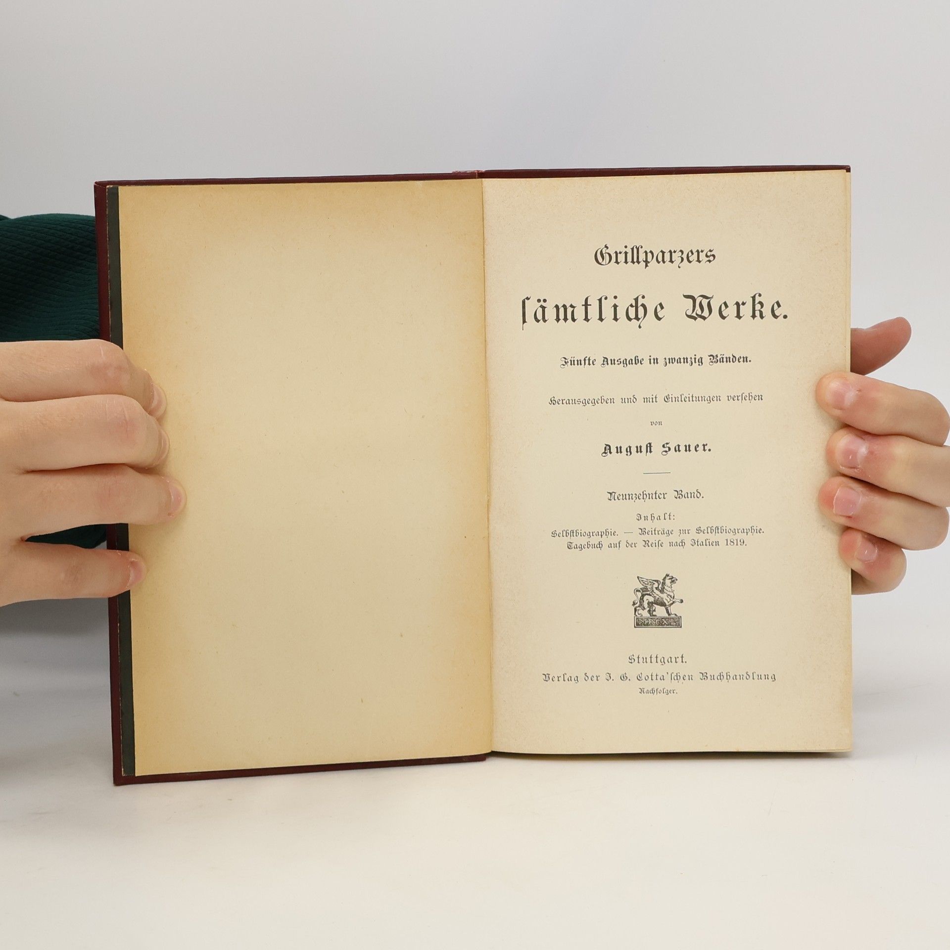 Franz Grillparzer Grillparzers sämtliche Werke 19