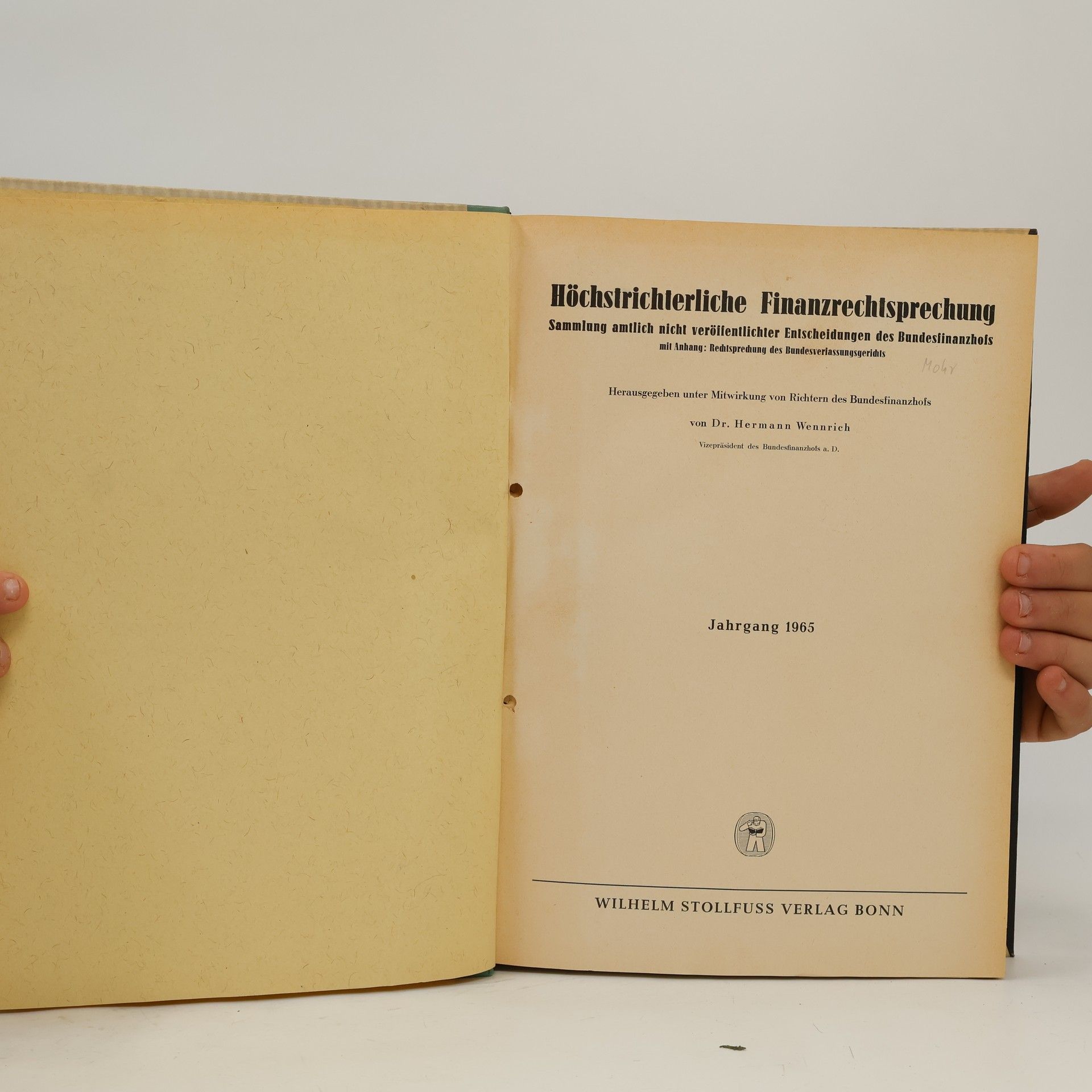 Hermann Wennrich Höchstrichterliche Finanzrechtsprechung Jahresregister