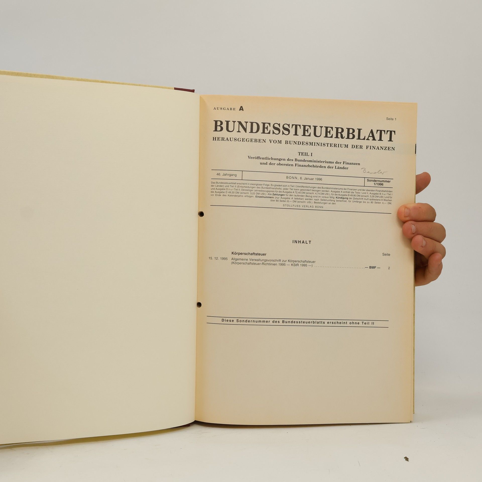 Autorenkollektiv Bundessteuerblatt 1995 I.