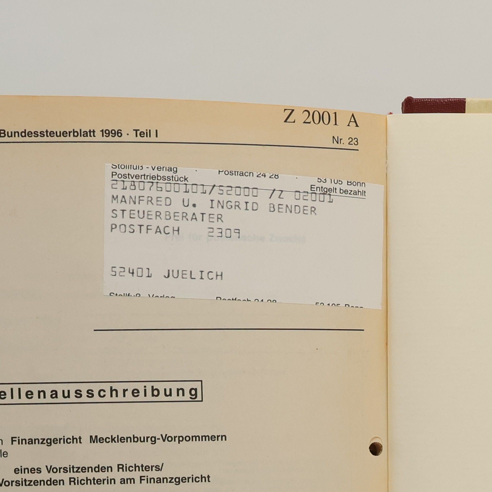 AA.VV. BundesSteuerblatt 1996 I.