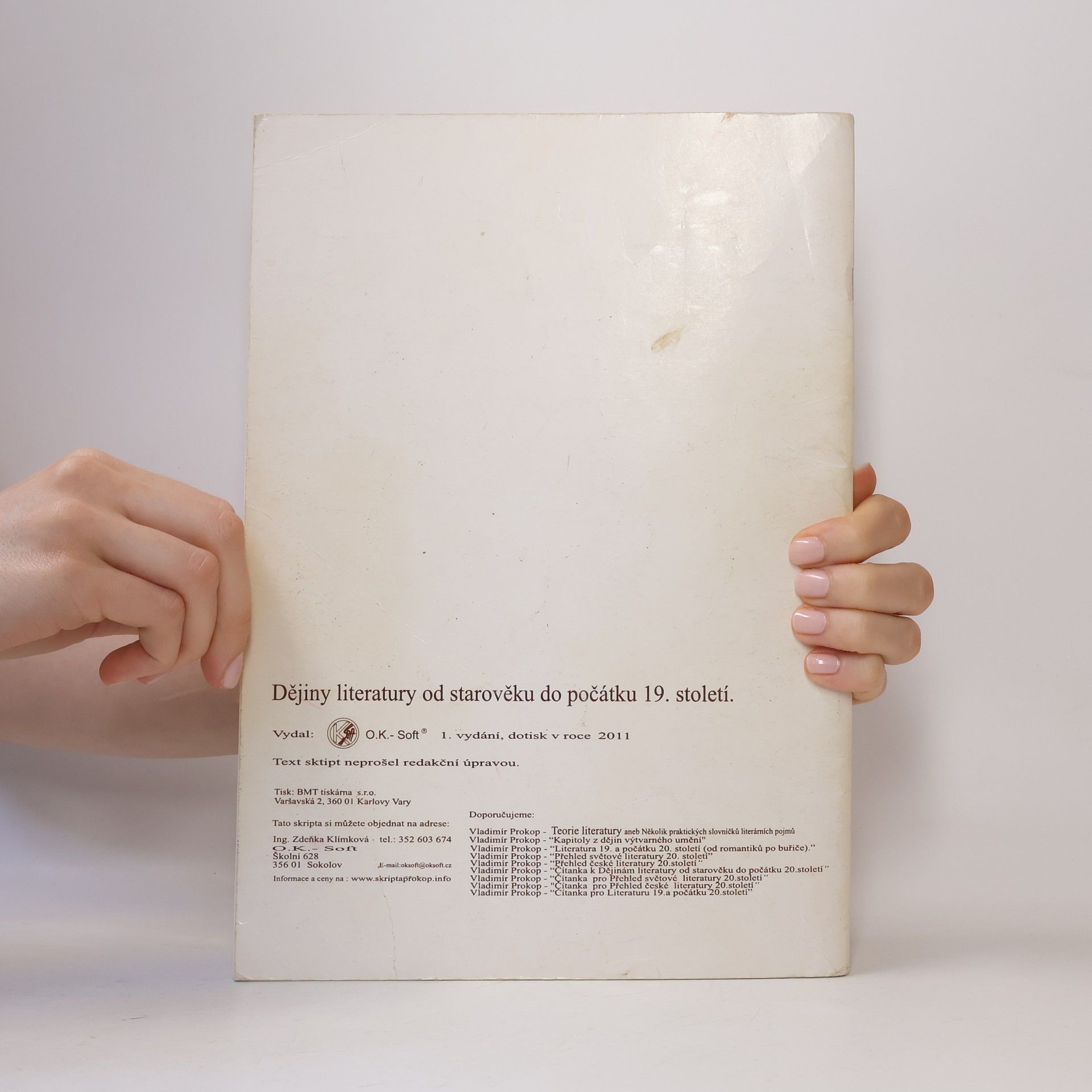 Vladimír Prokop Dějiny literatury od starověku do počátku 19. století