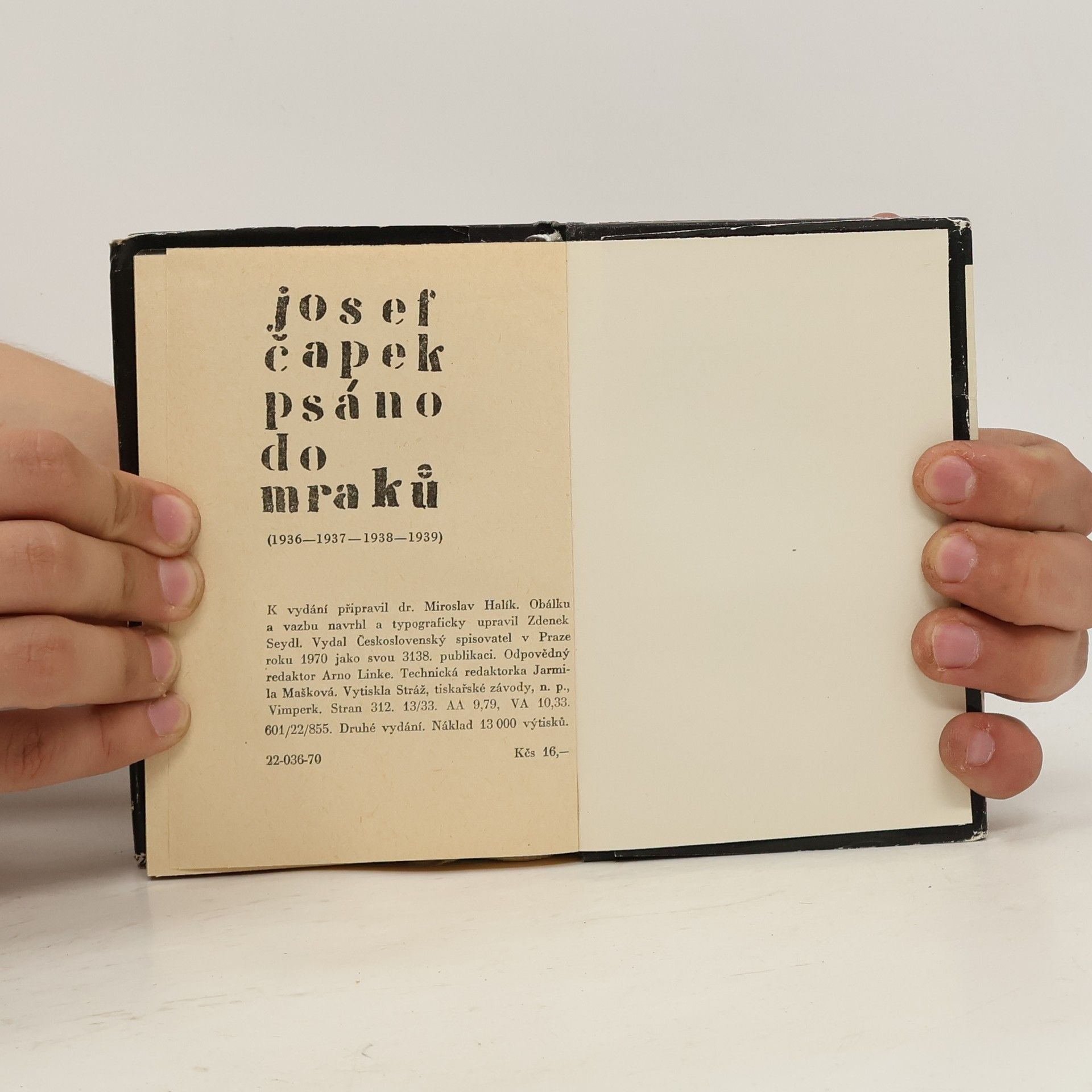 Josef Čapek Psáno do mraků. 1936-1939