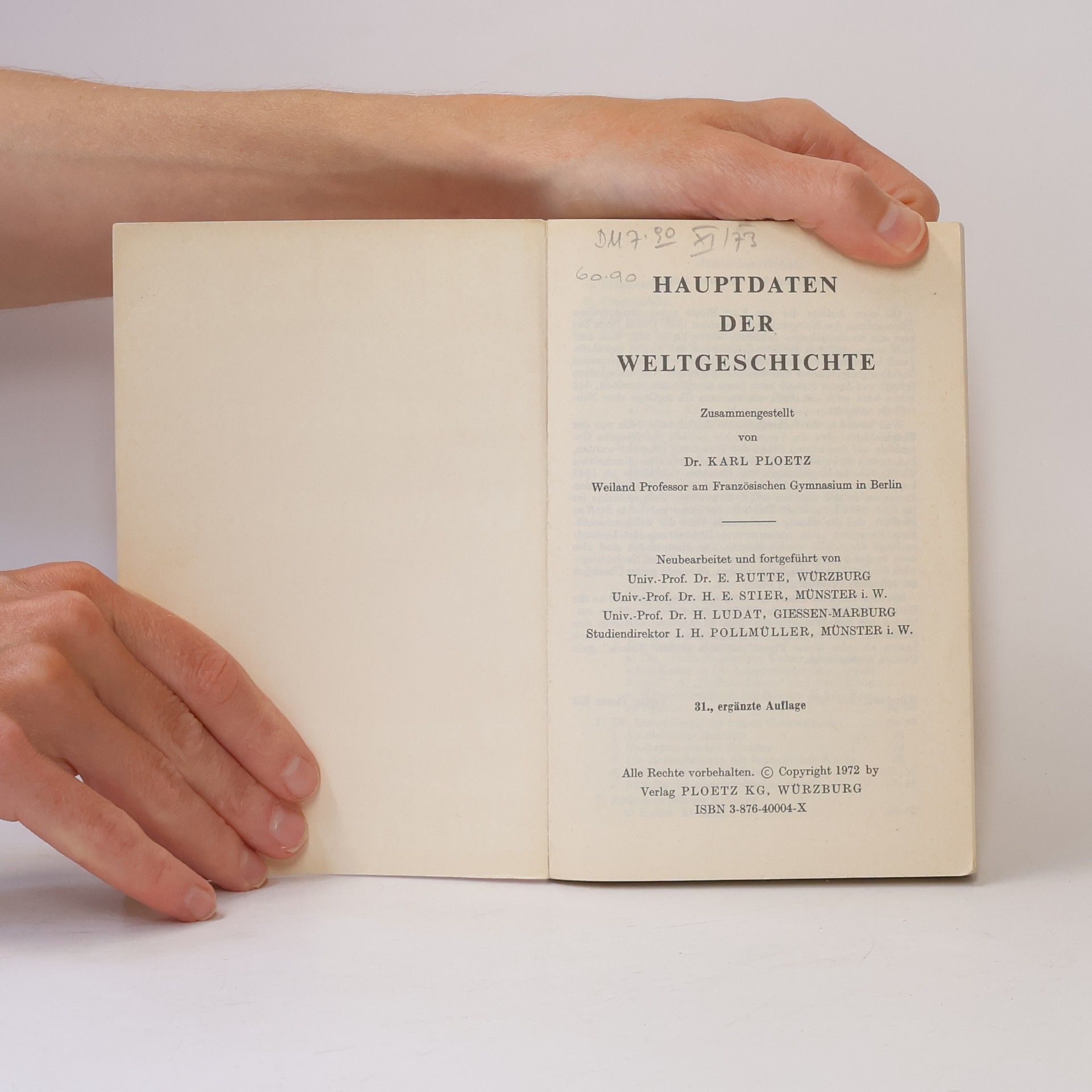 Karl Julius Ploetz Hauptdaten der Weltgeschichte