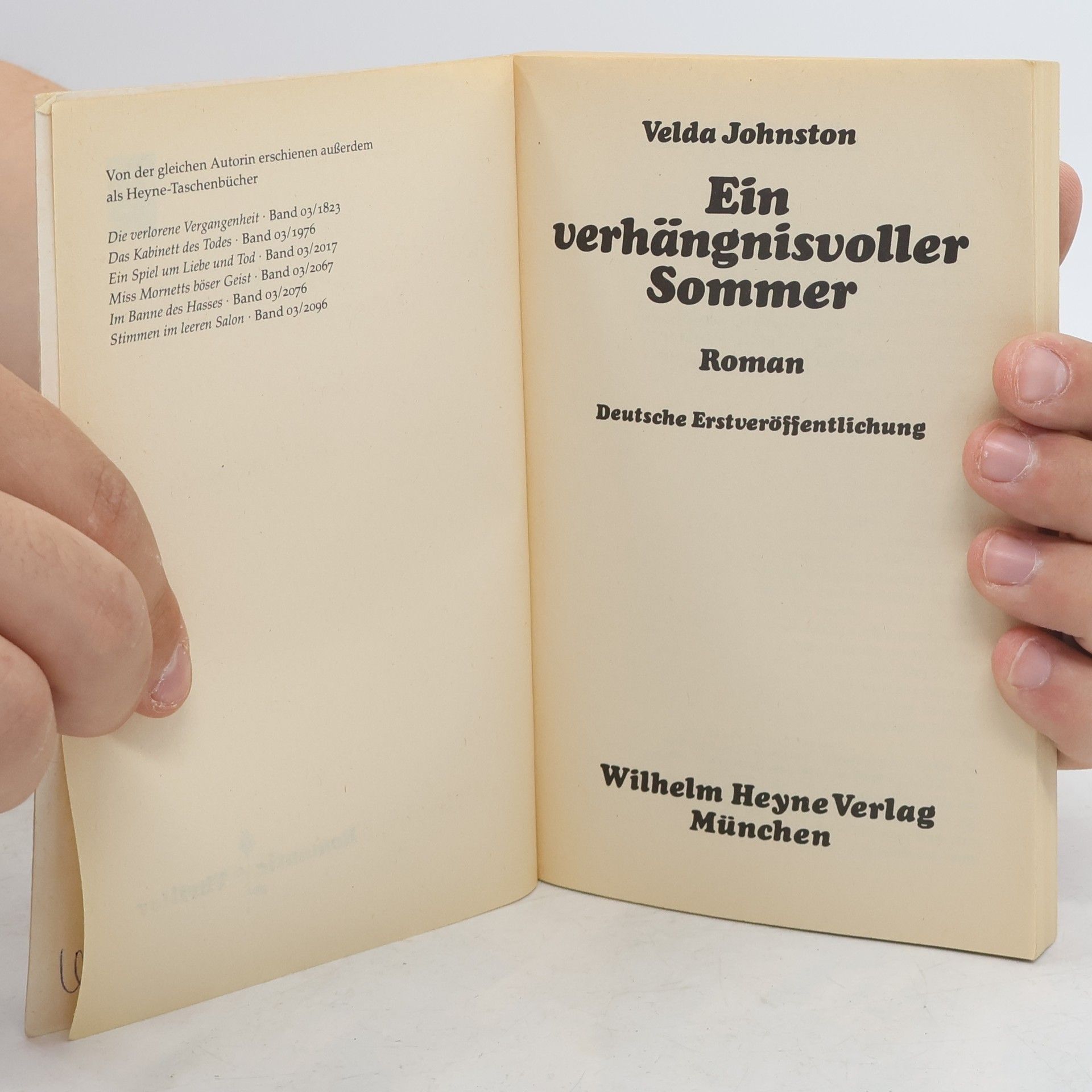 Velda Johnston Ein verhängnis voller Sommer.