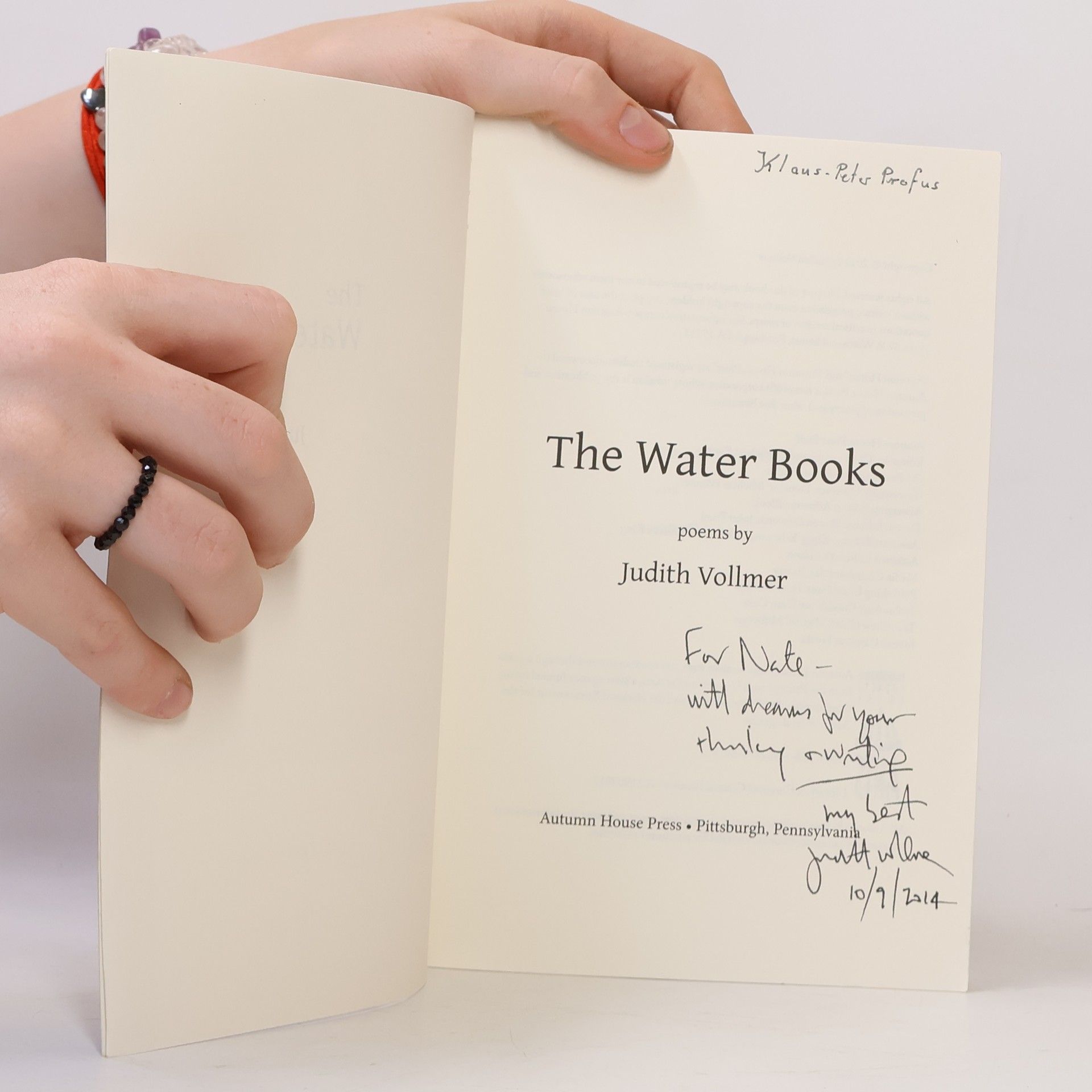 Judith Vollmer Autumn House Poetry: Water Books