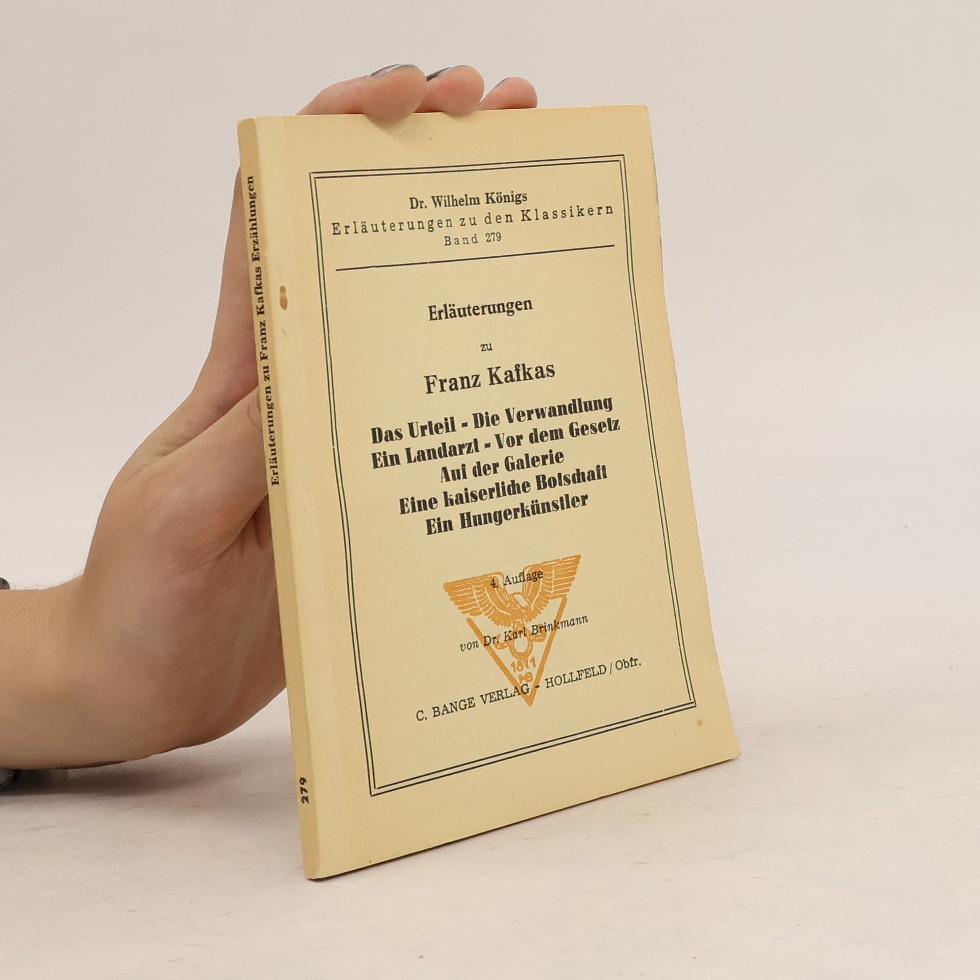 Karl Brinkmann Erläuterungen zu Franz Kafkas. Erzählungen