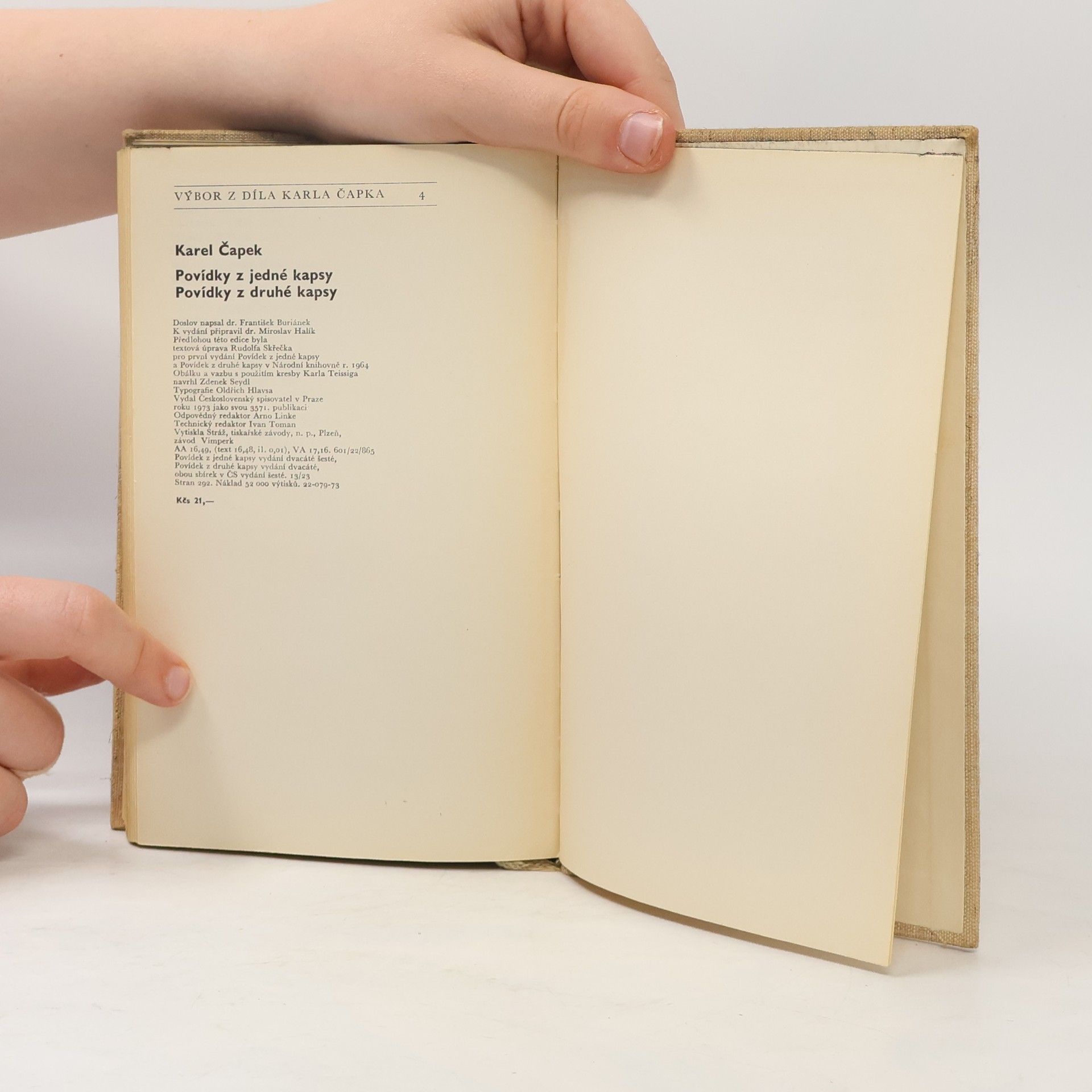 Karel Čapek Povídky z jedné kapsy. Povídky z druhé kapsy
