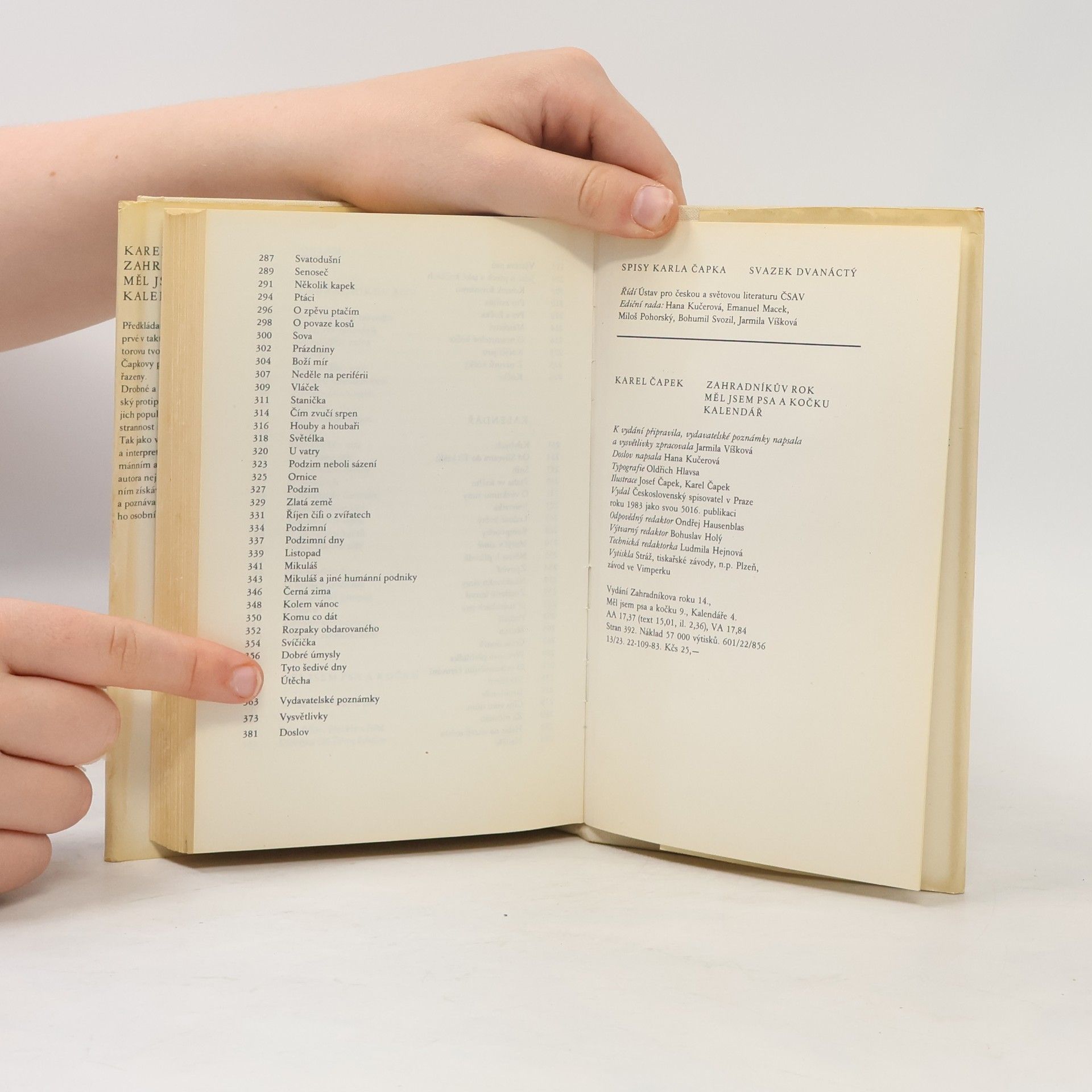 Karel Čapek Spisy XII. Zahradníkův rok. Měl jsem psa a kočku. Kalendář