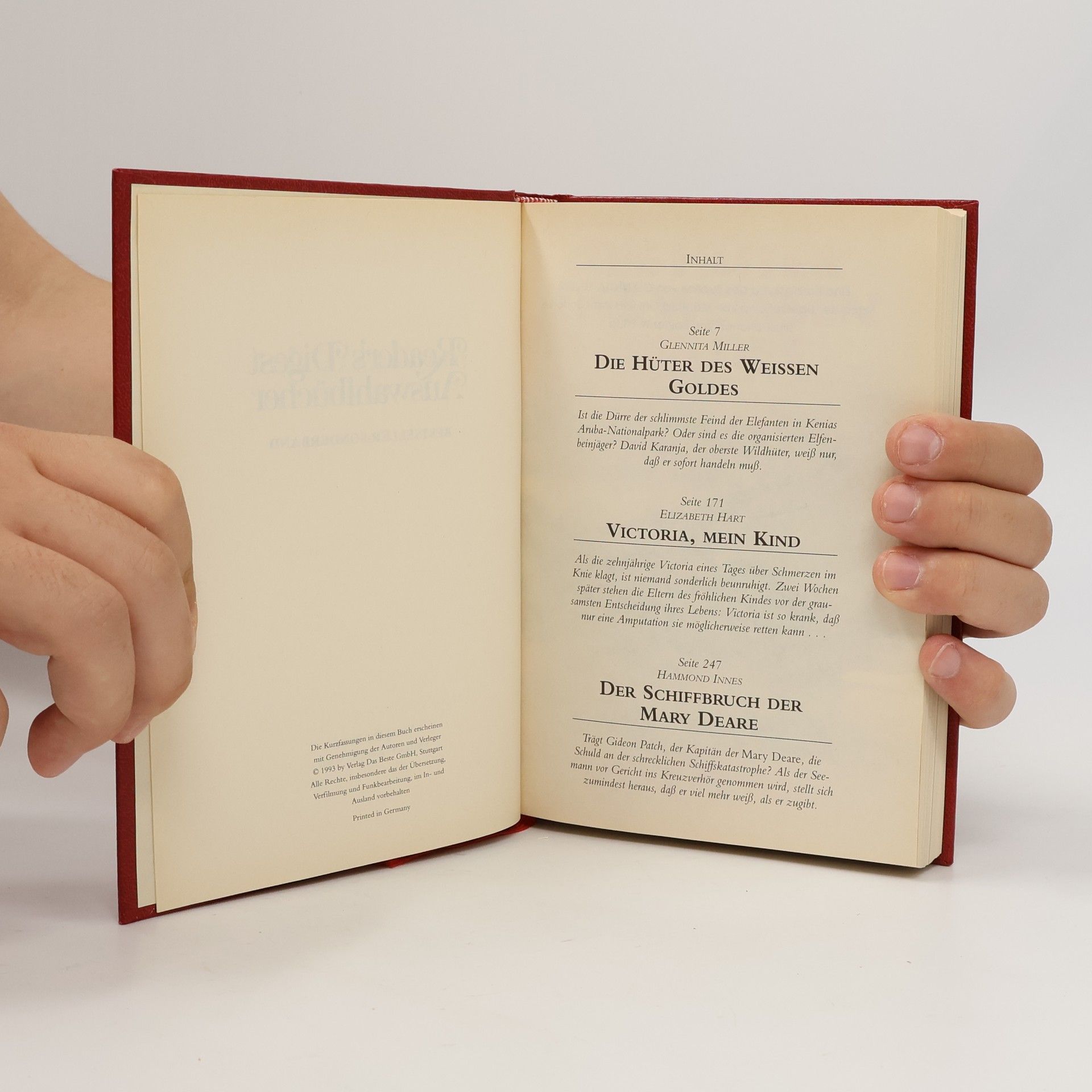 Glennita Miller Reader's Digest Auswahlbücher. Die Hüter des weissen Goldes. Victoria, mein Kind. Der Schiffbruch der Mary Deare