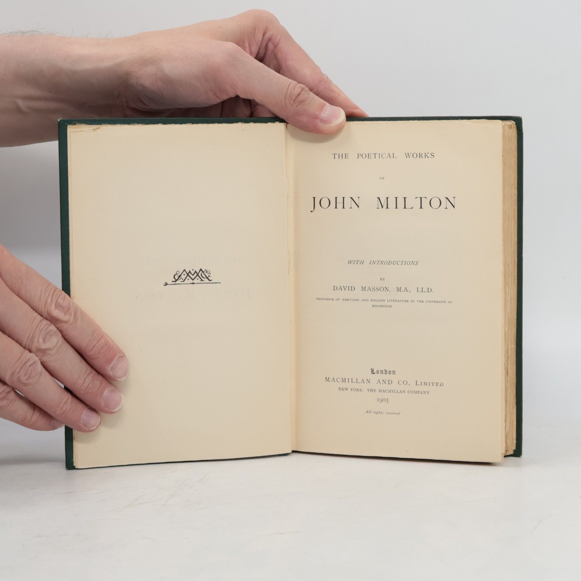 David Masson The Poetical Works of John Milton