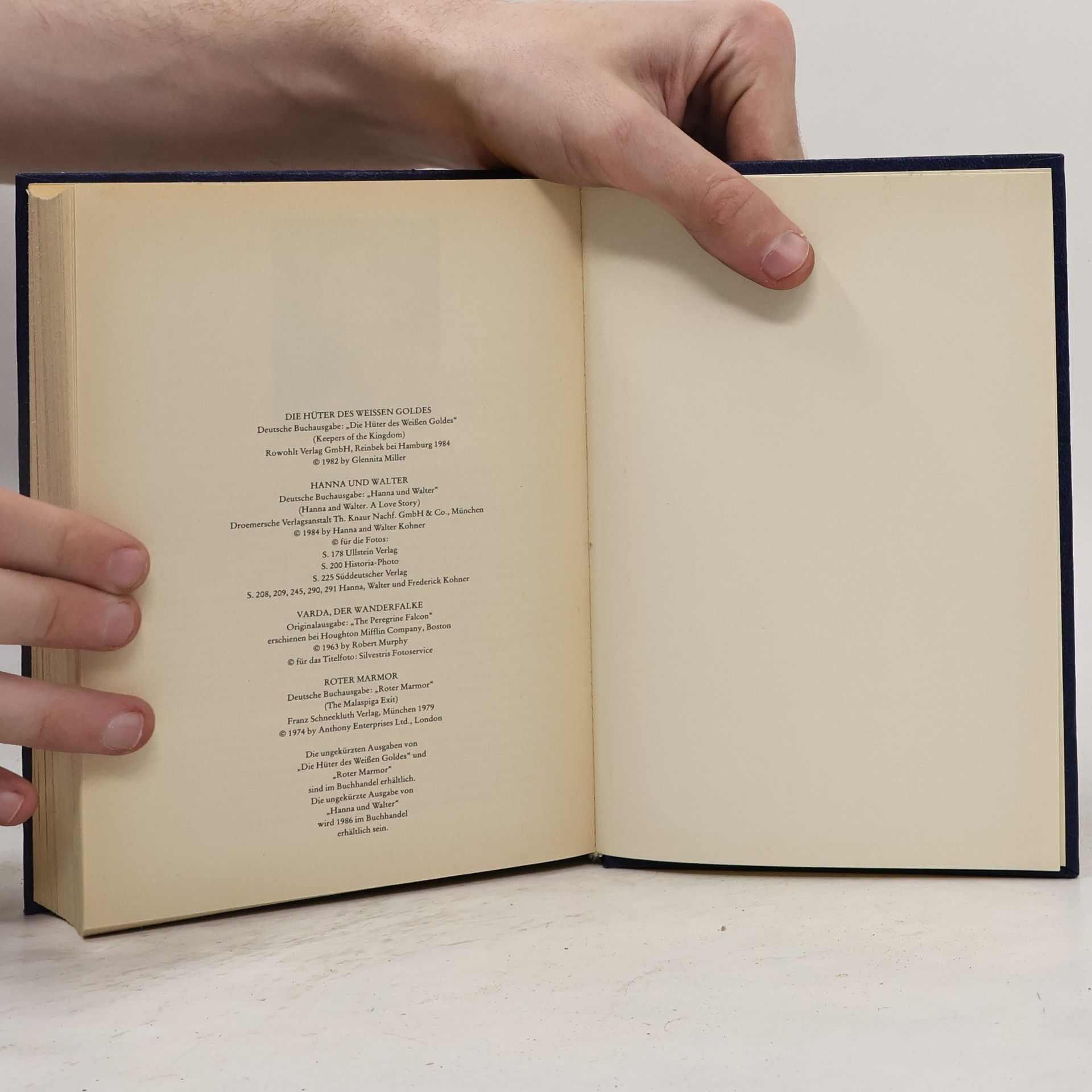 Kolektív autorov Reader's Digest Auswahlbücher : Die Hüter des weissen Goldes, Hanna und Walter, Varda, der Wanderfalke, Rotter Marmor