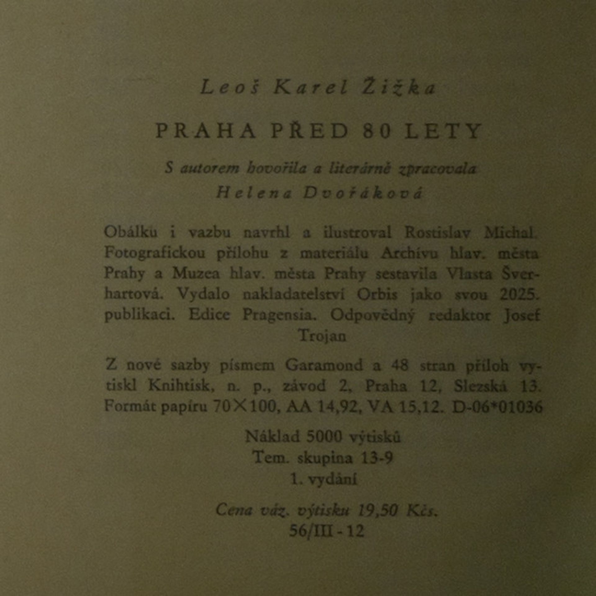 Leoš Karel Žižka Praha před 80 lety